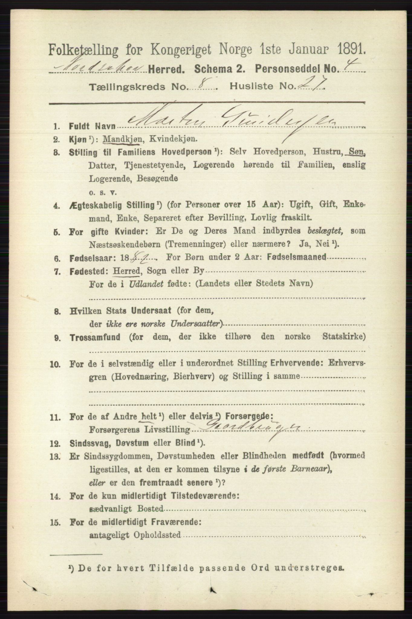 RA, 1891 census for 0613 Norderhov, 1891, p. 5717