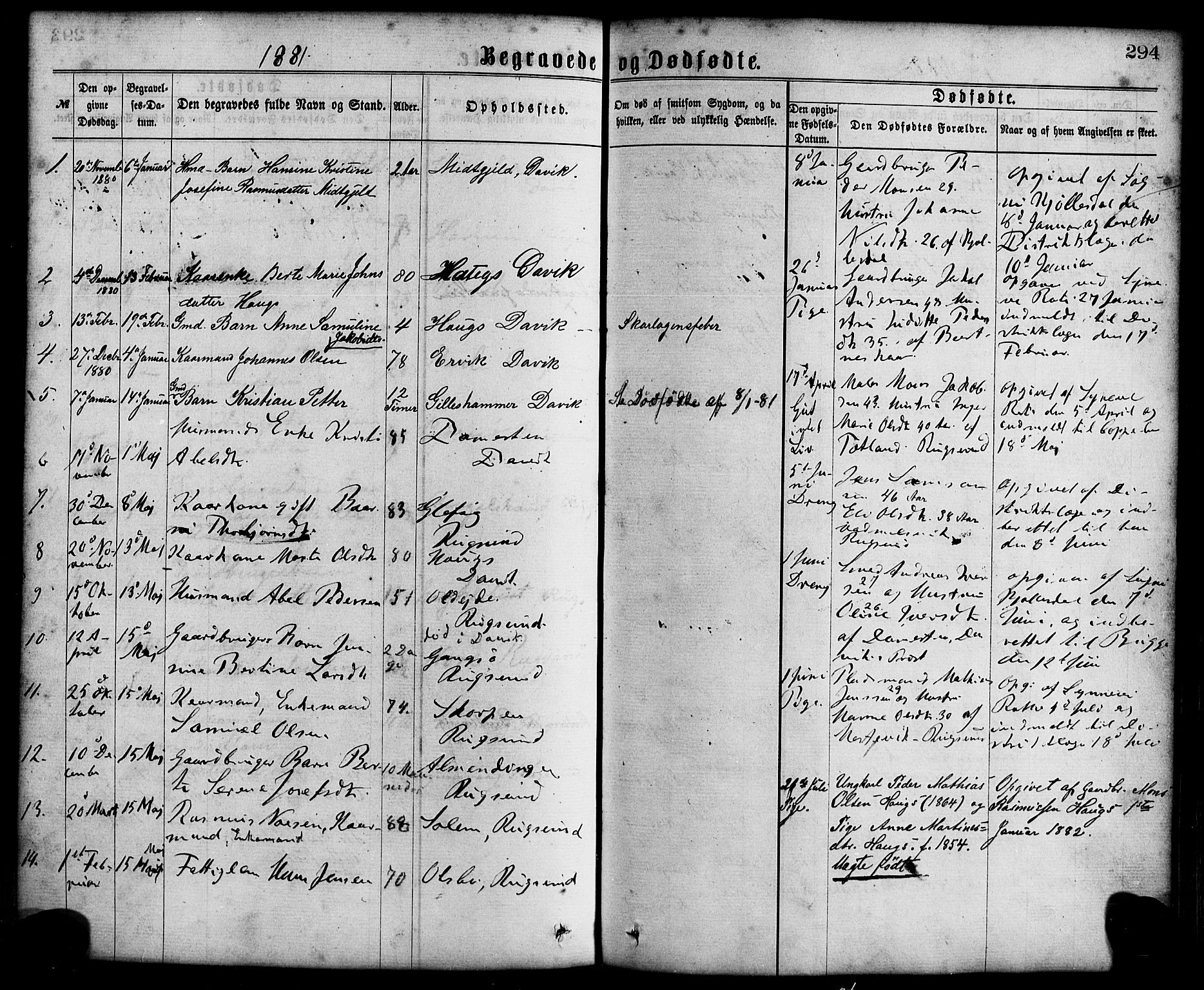 Davik sokneprestembete, SAB/A-79701/H/Haa/Haaa/L0006: Parish register (official) no. A 6, 1867-1881, p. 294