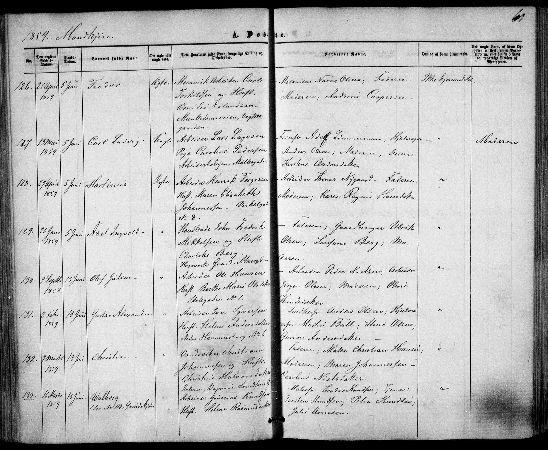 Trefoldighet prestekontor Kirkebøker, SAO/A-10882/F/Fa/L0001: Parish register (official) no. I 1, 1858-1863, p. 61