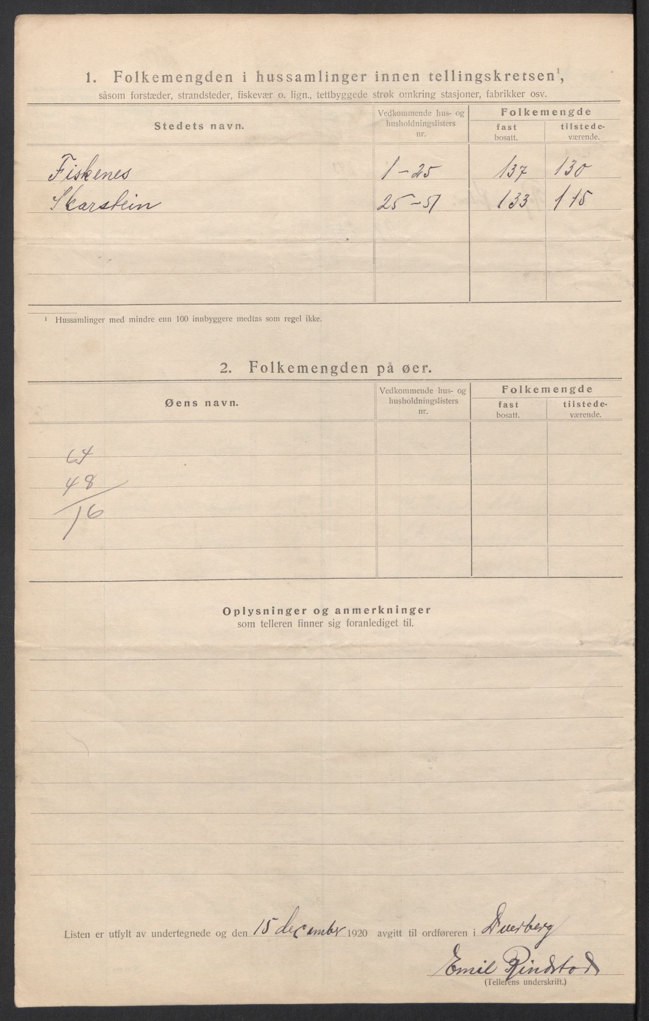 SAT, 1920 census for Dverberg, 1920, p. 23