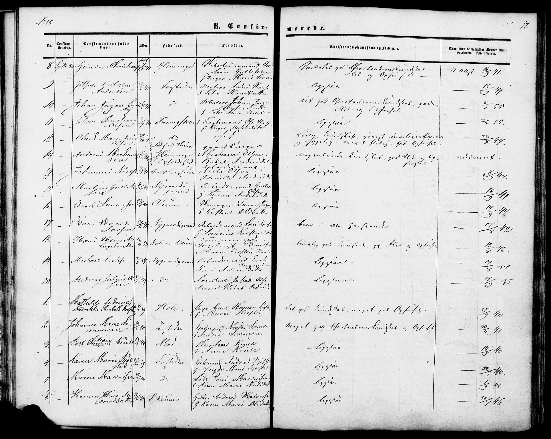Glemmen prestekontor Kirkebøker, SAO/A-10908/F/Fa/L0006: Parish register (official) no. 6, 1849-1865, p. 17