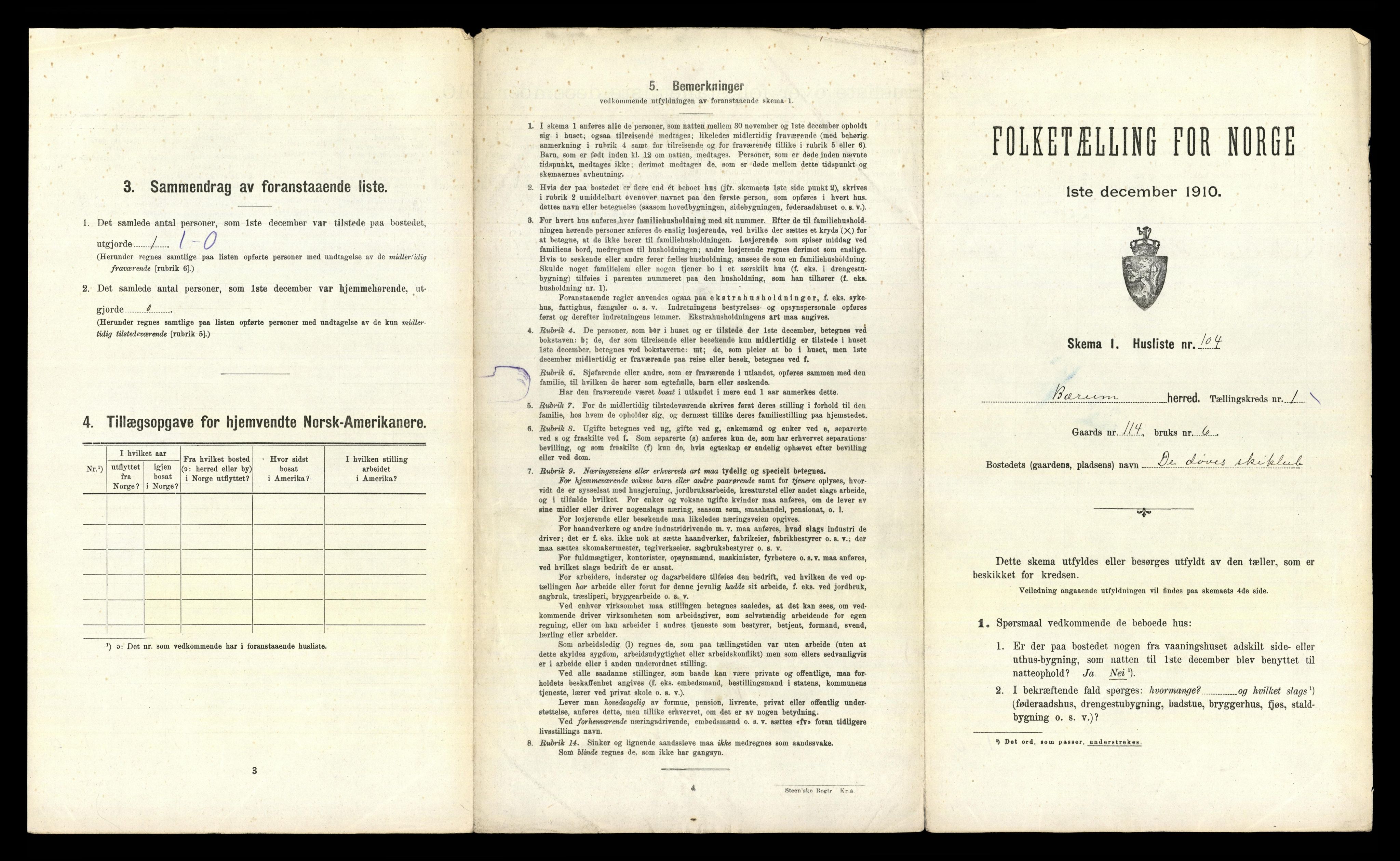 RA, 1910 census for Bærum, 1910, p. 297