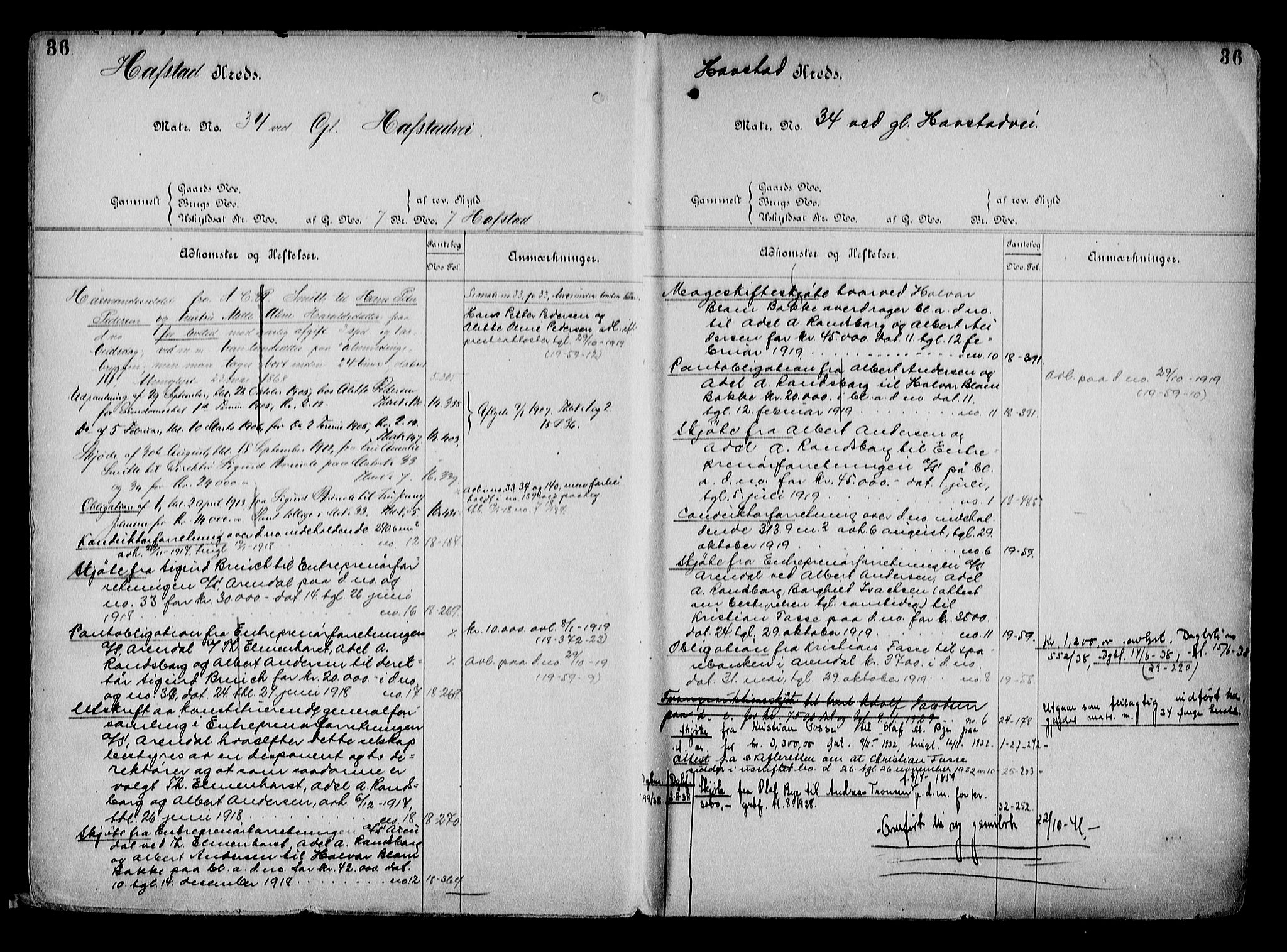 Arendal byfogd, AV/SAK-1222-0001/G/Ga/L0015: Mortgage register no. 13, 1860-1960, p. 36