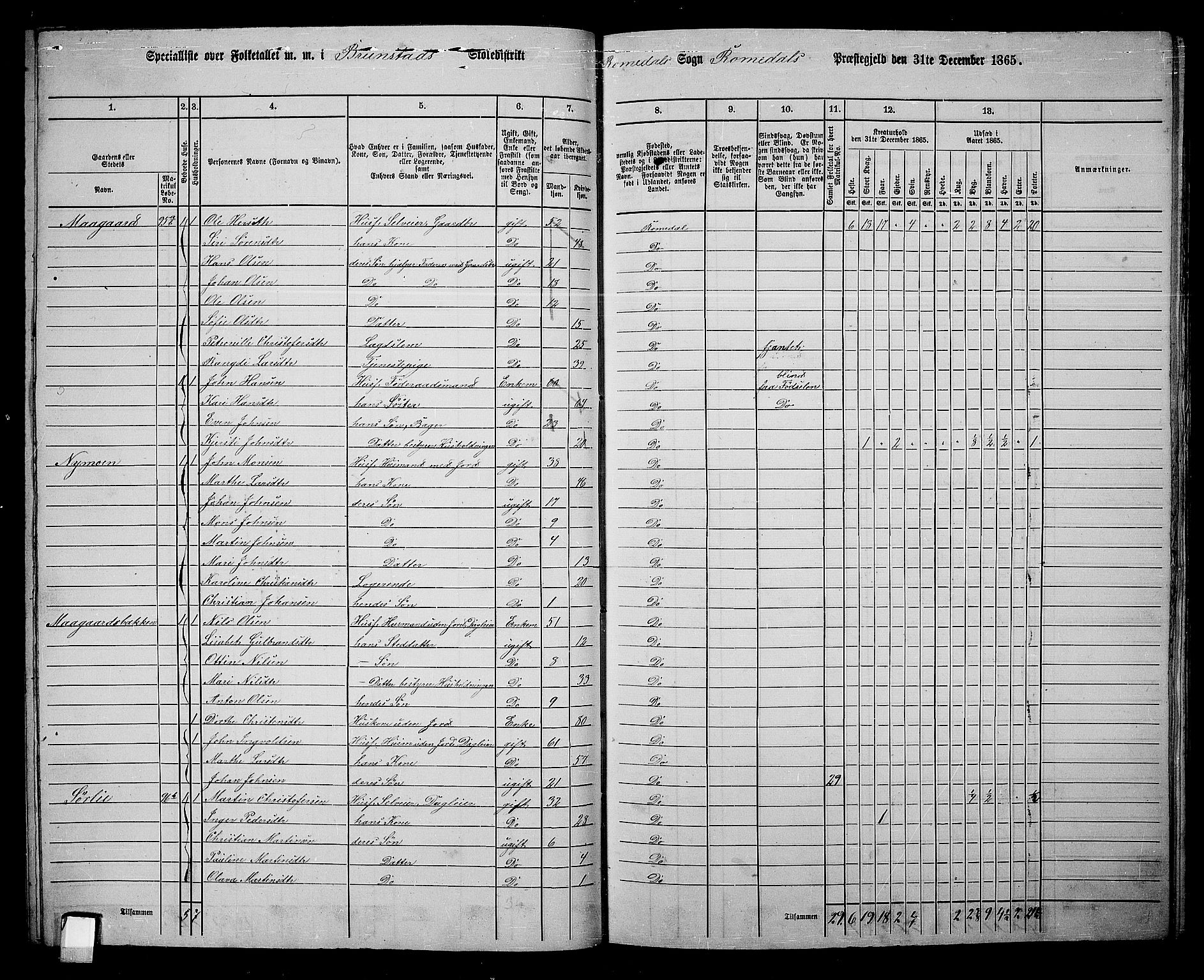 RA, 1865 census for Romedal, 1865, p. 109