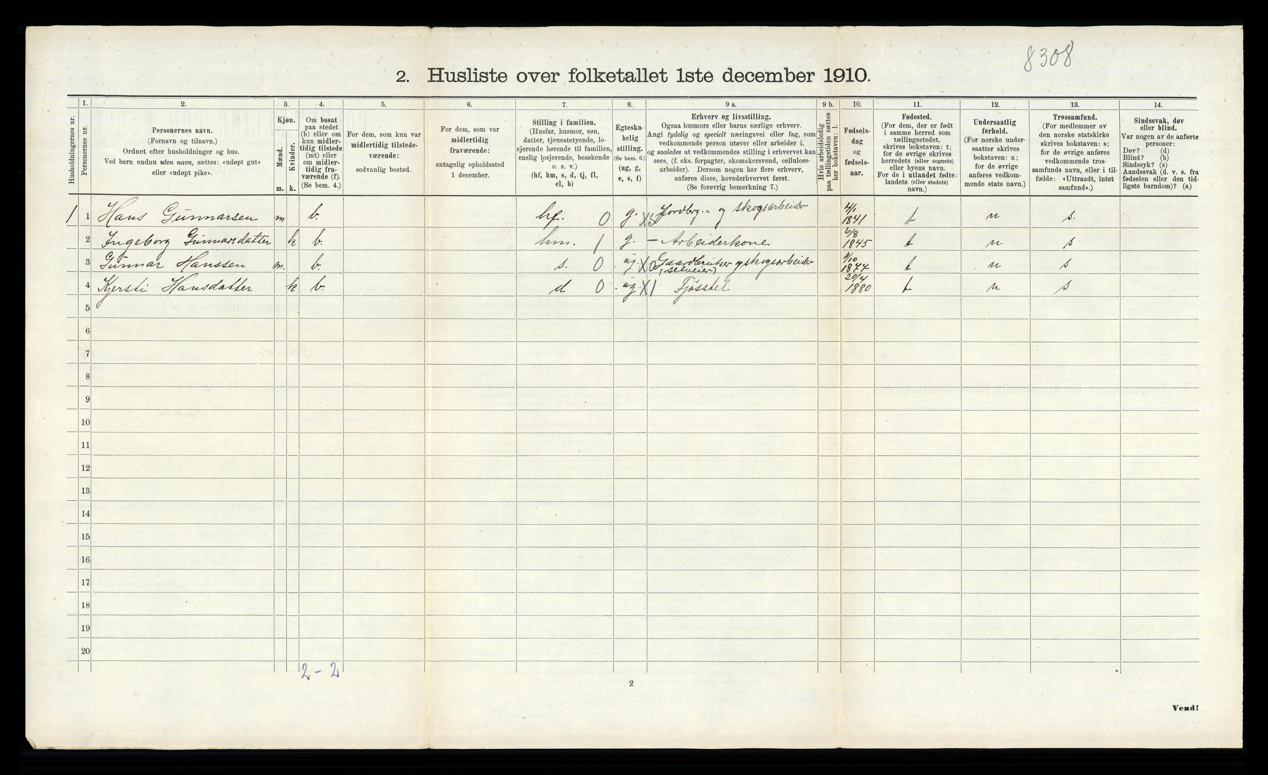 RA, 1910 census for Sauherad, 1910, p. 1290