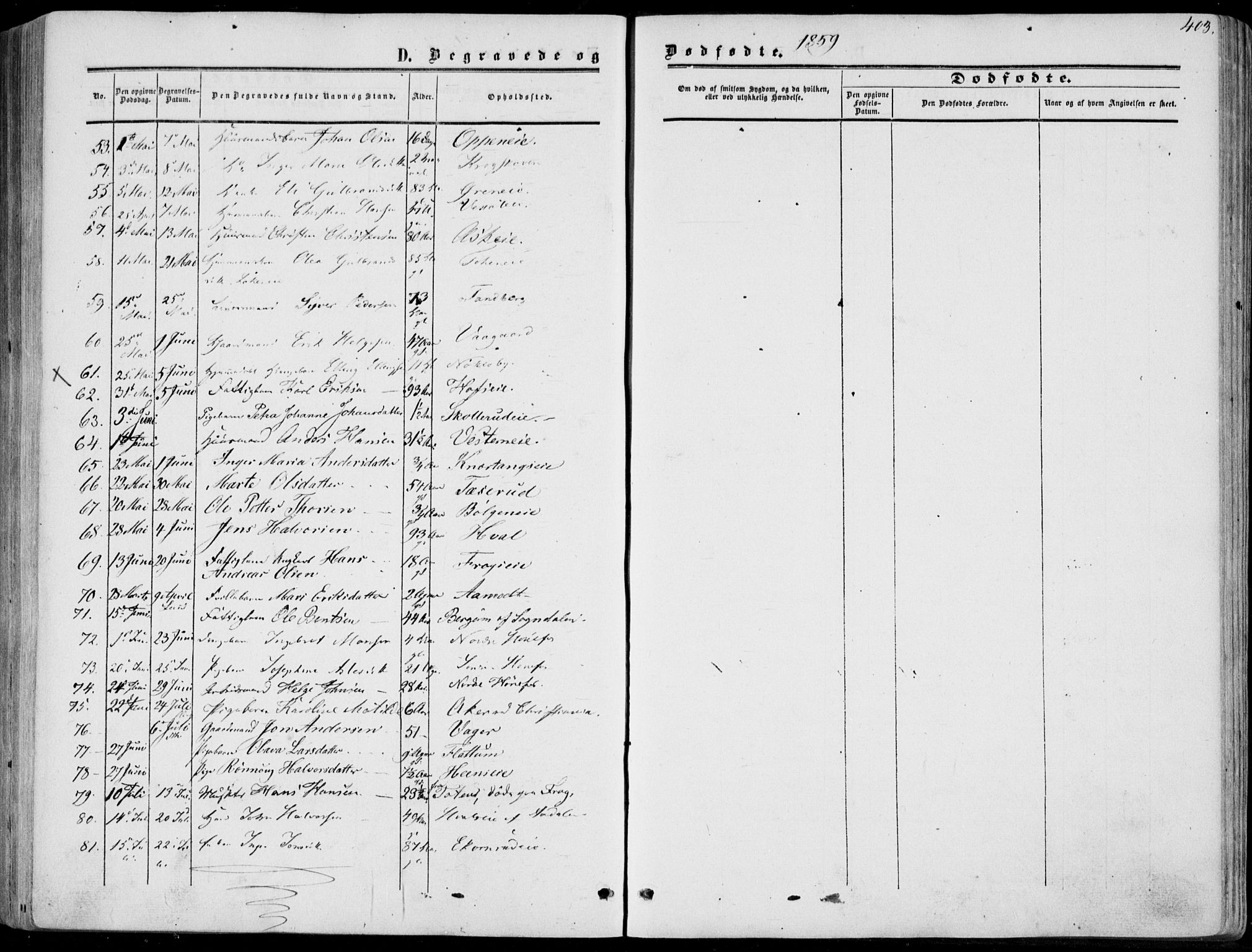 Norderhov kirkebøker, AV/SAKO-A-237/F/Fa/L0012: Parish register (official) no. 12, 1856-1865, p. 403