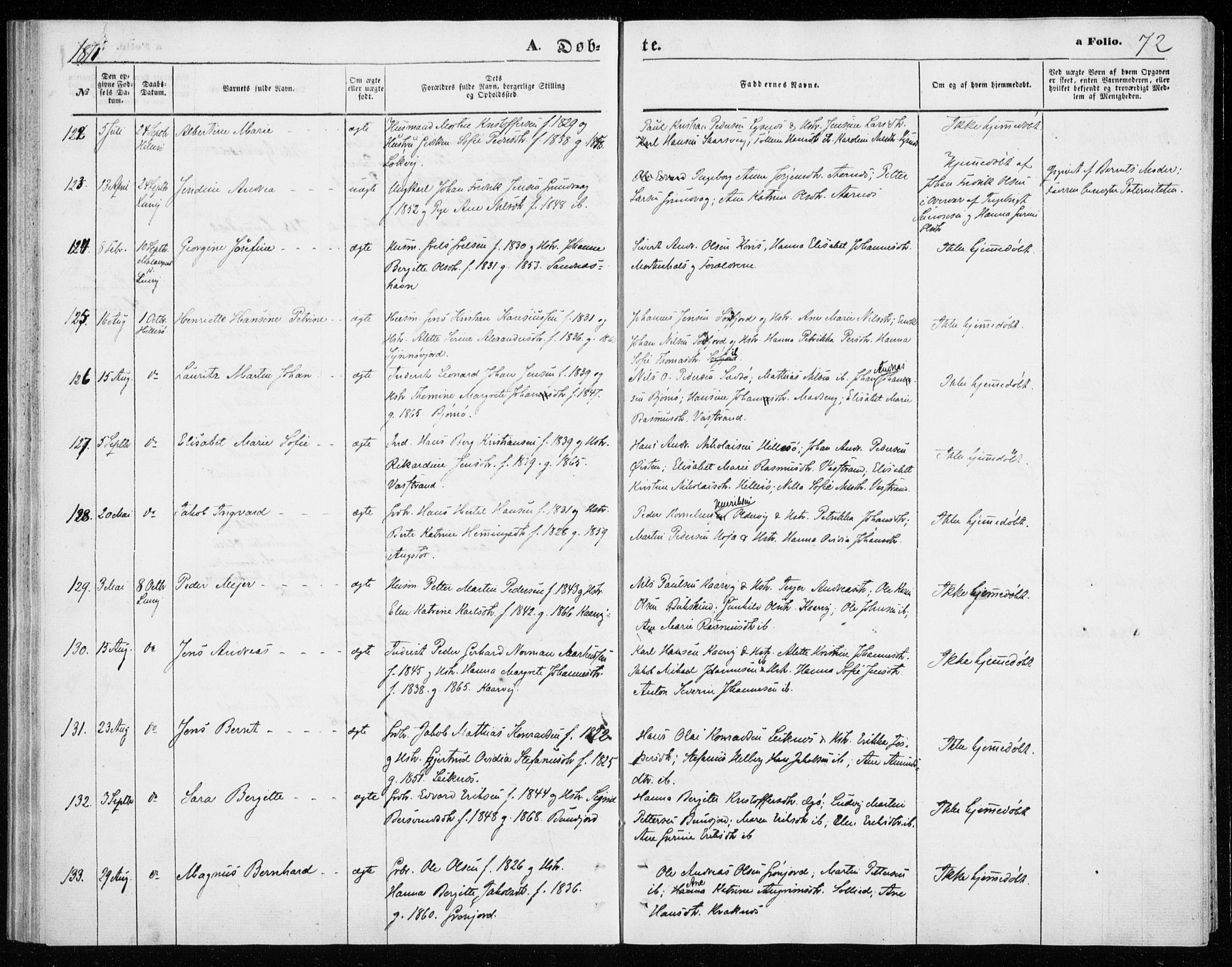 Lenvik sokneprestembete, SATØ/S-1310/H/Ha/Haa/L0009kirke: Parish register (official) no. 9, 1866-1873, p. 72