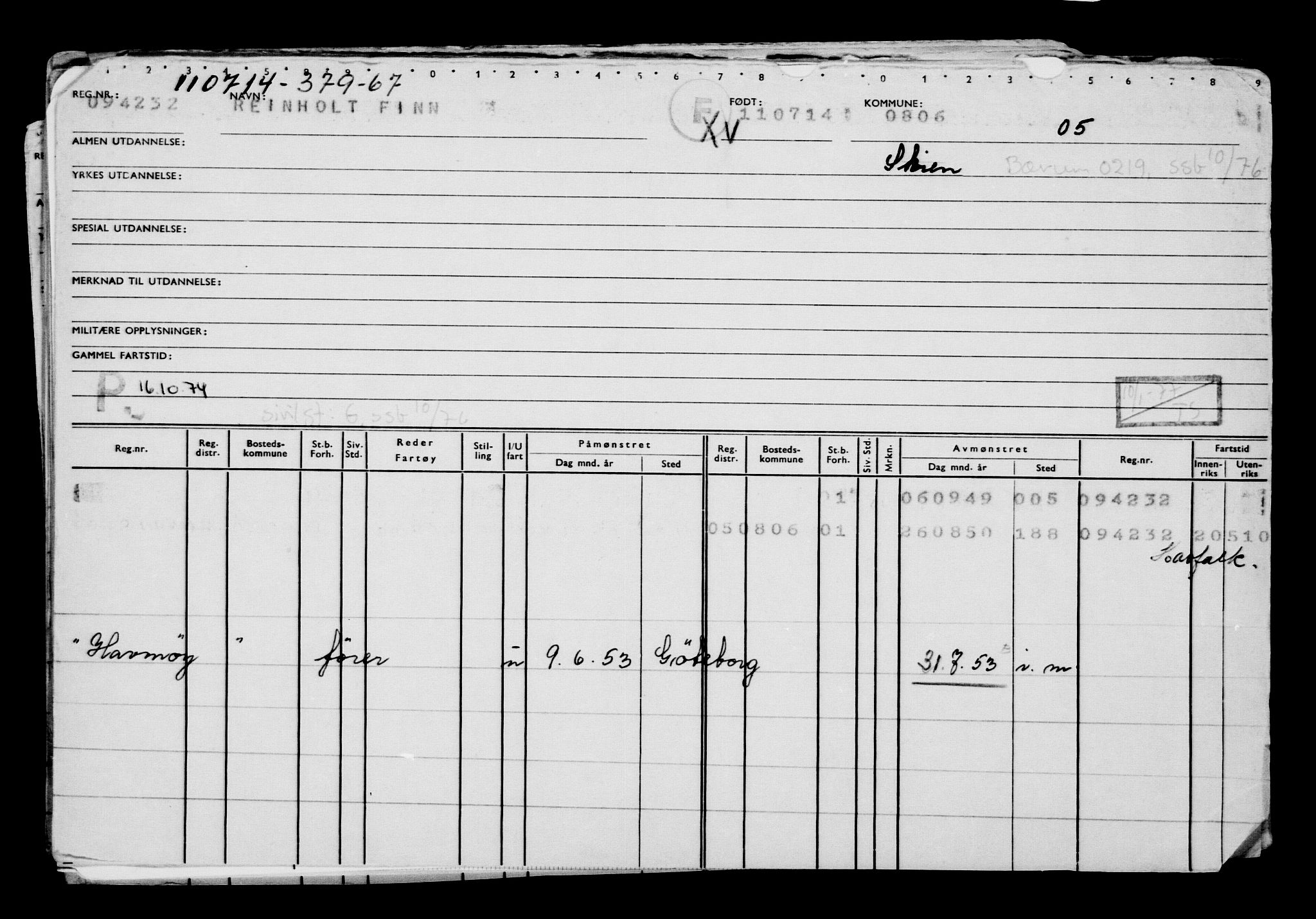 Direktoratet for sjømenn, RA/S-3545/G/Gb/L0122: Hovedkort, 1914, p. 405