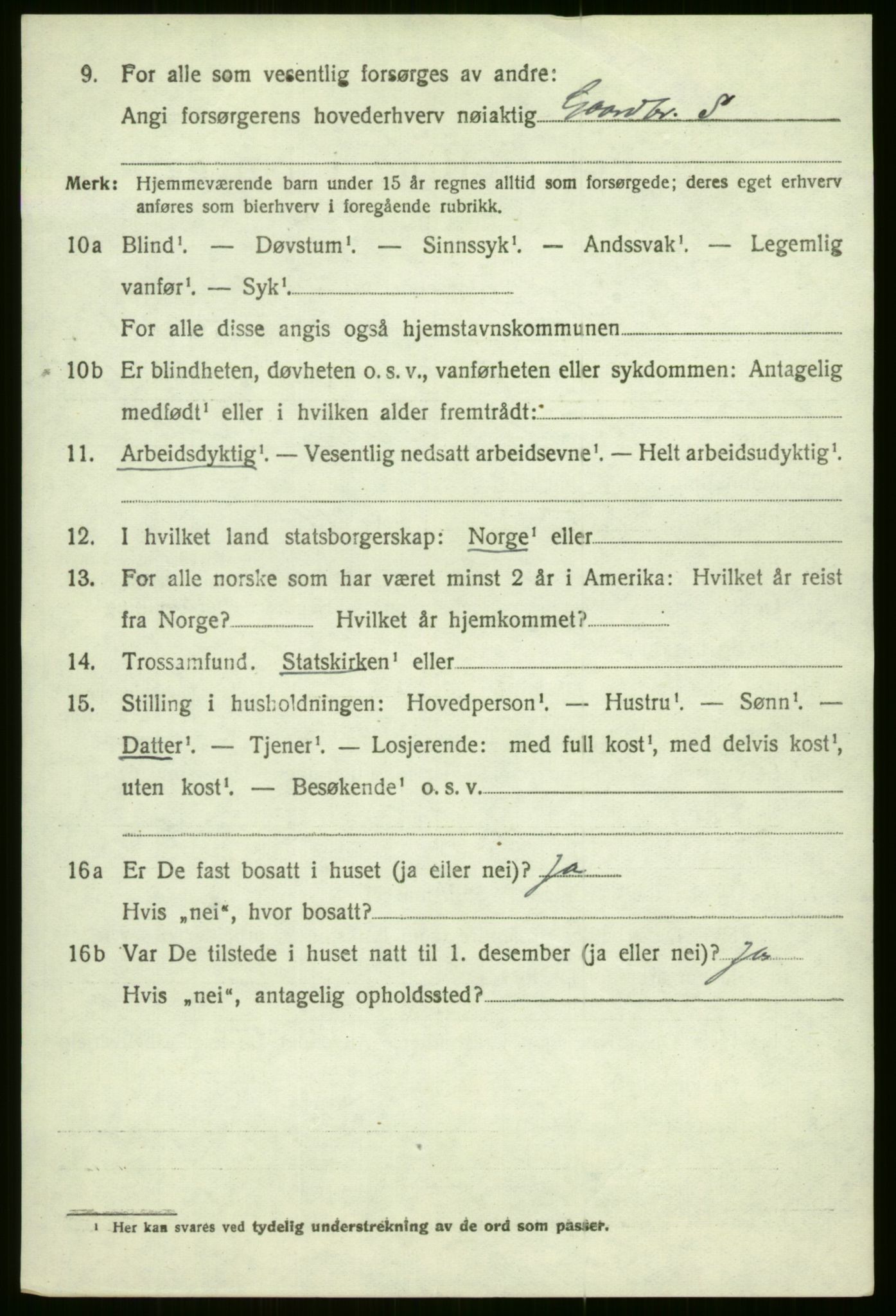 SAB, 1920 census for Voss, 1920, p. 2818