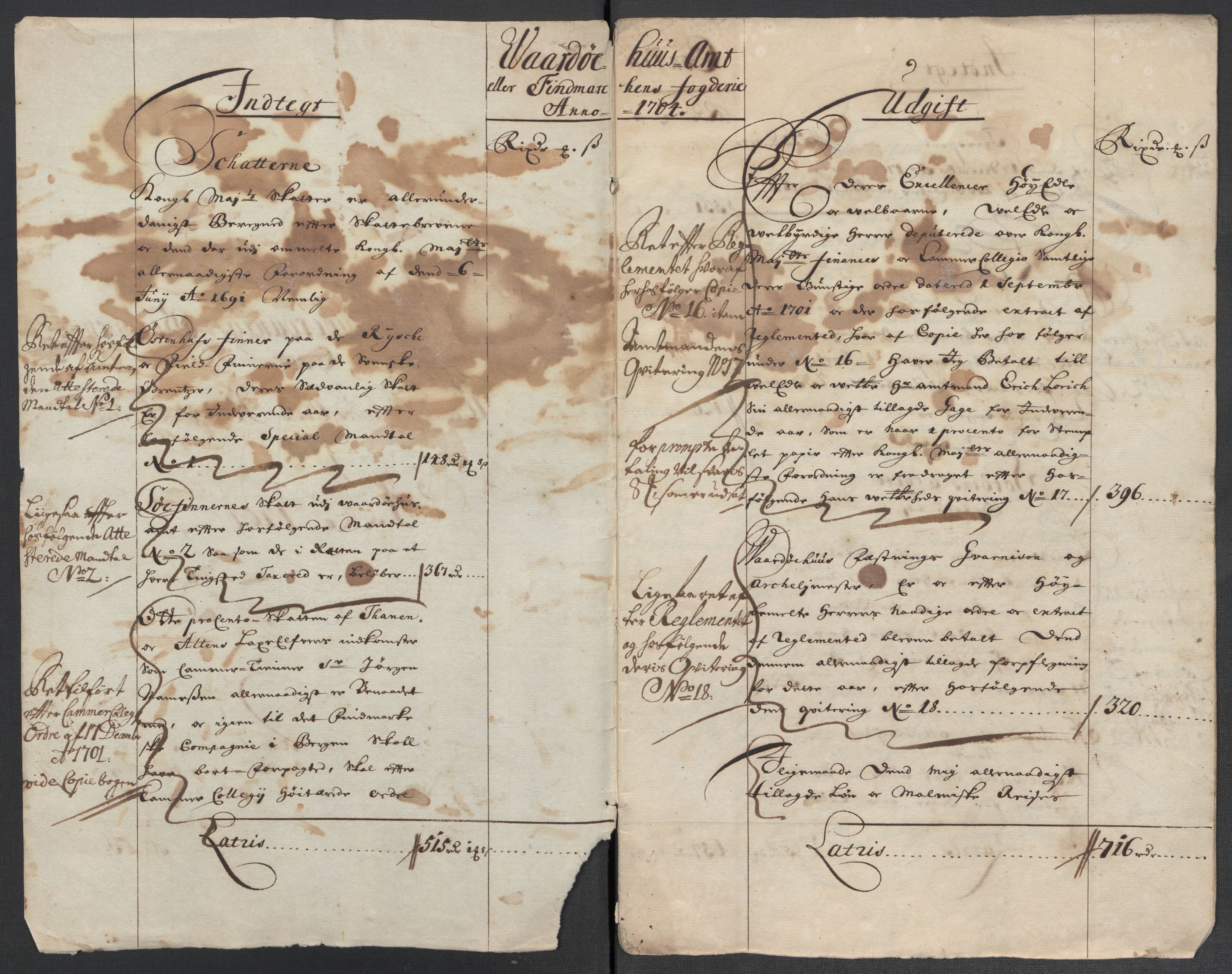 Rentekammeret inntil 1814, Reviderte regnskaper, Fogderegnskap, RA/EA-4092/R69/L4852: Fogderegnskap Finnmark/Vardøhus, 1701-1704, p. 367