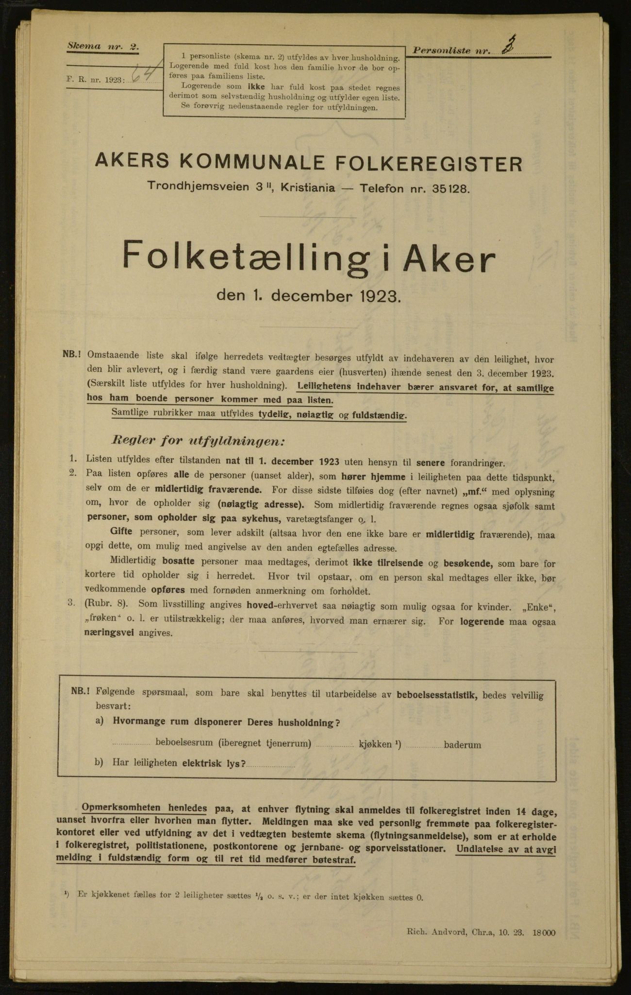 , Municipal Census 1923 for Aker, 1923, p. 331