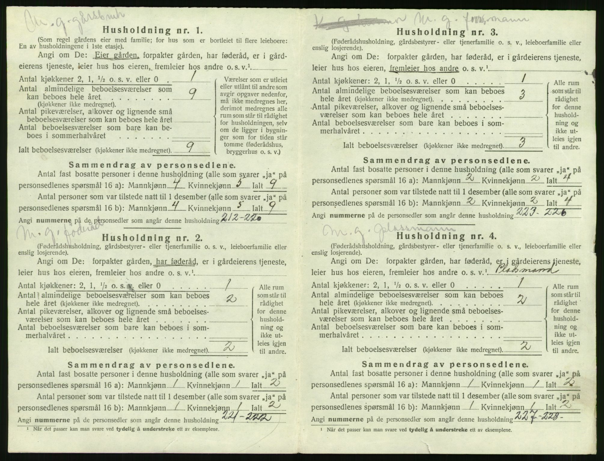 SAT, 1920 census for Hen, 1920, p. 291