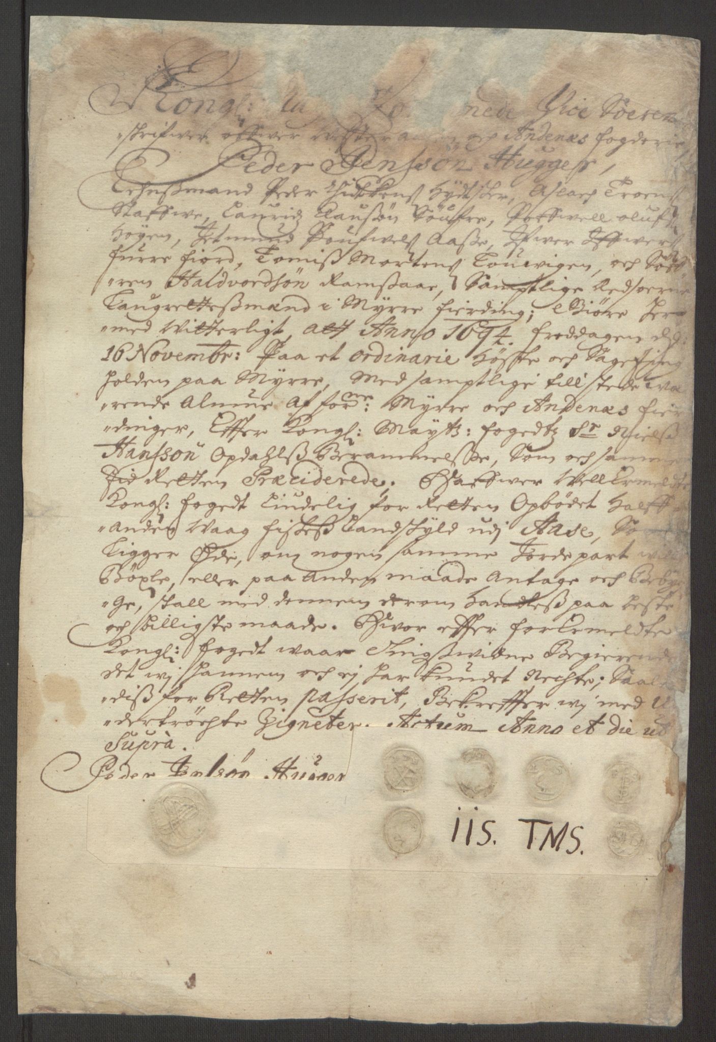 Rentekammeret inntil 1814, Reviderte regnskaper, Fogderegnskap, AV/RA-EA-4092/R67/L4677: Fogderegnskap Vesterålen, Andenes og Lofoten, 1694-1695, p. 165