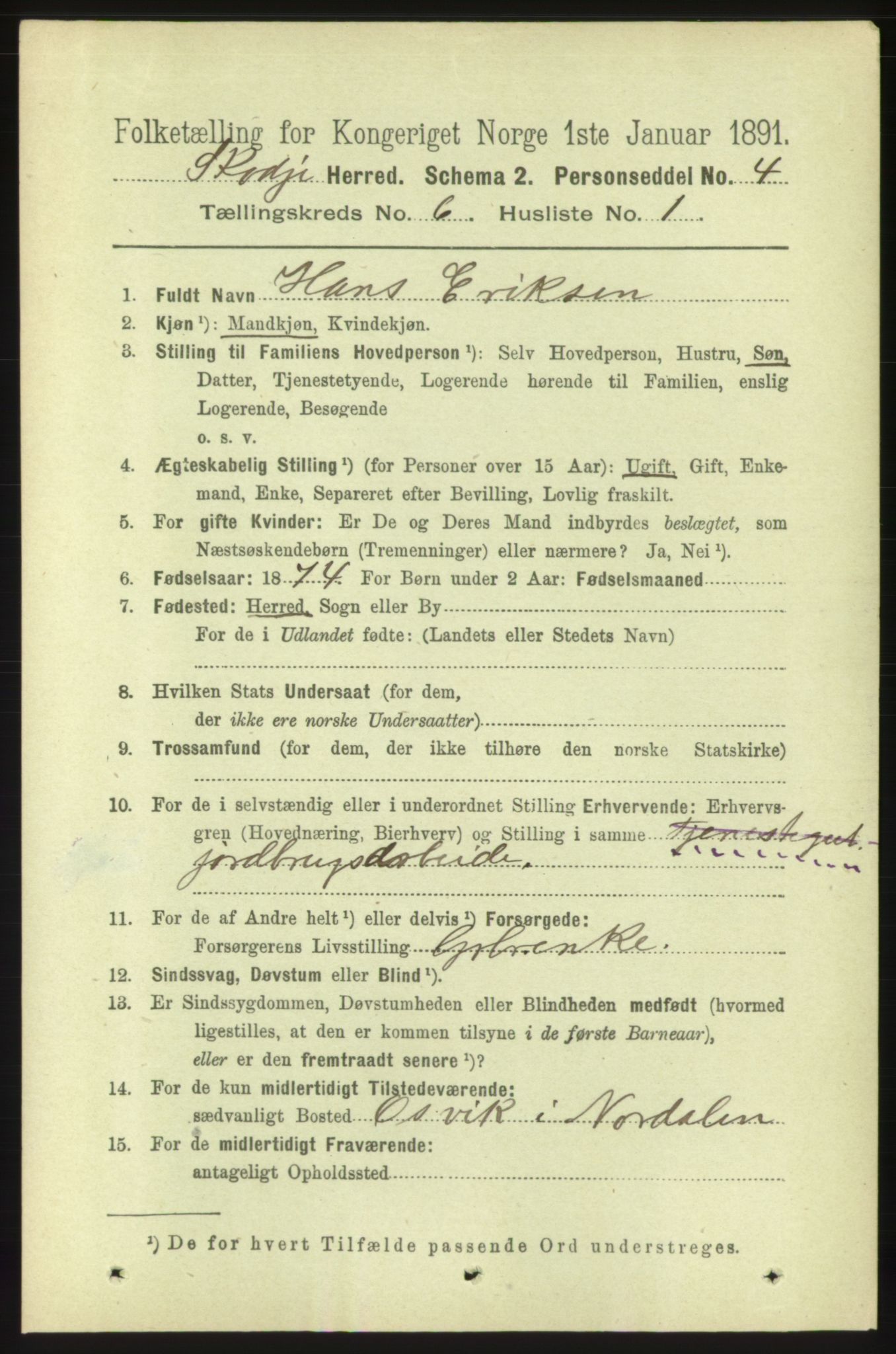 RA, 1891 census for 1529 Skodje, 1891, p. 1251