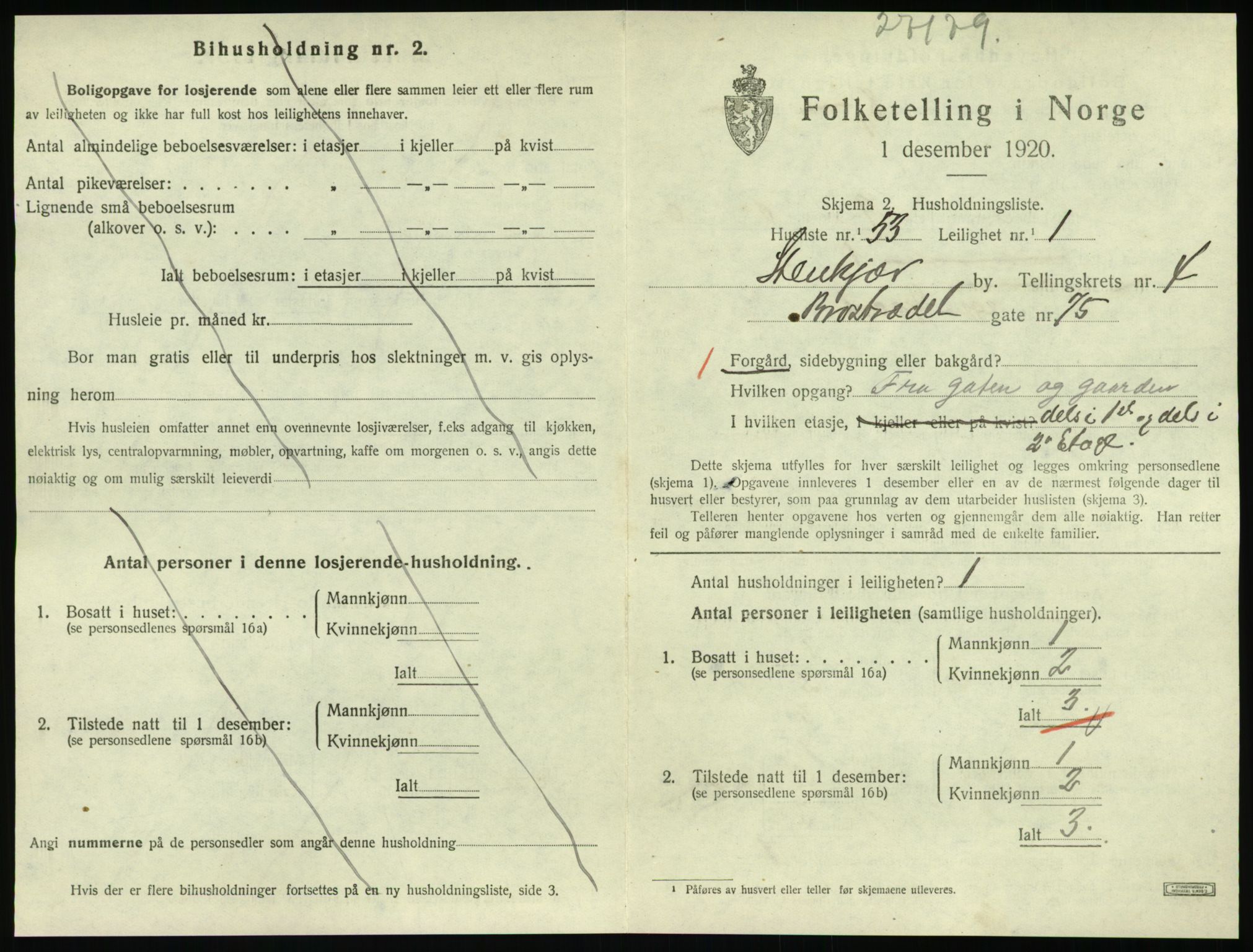 SAT, 1920 census for Steinkjer, 1920, p. 2344