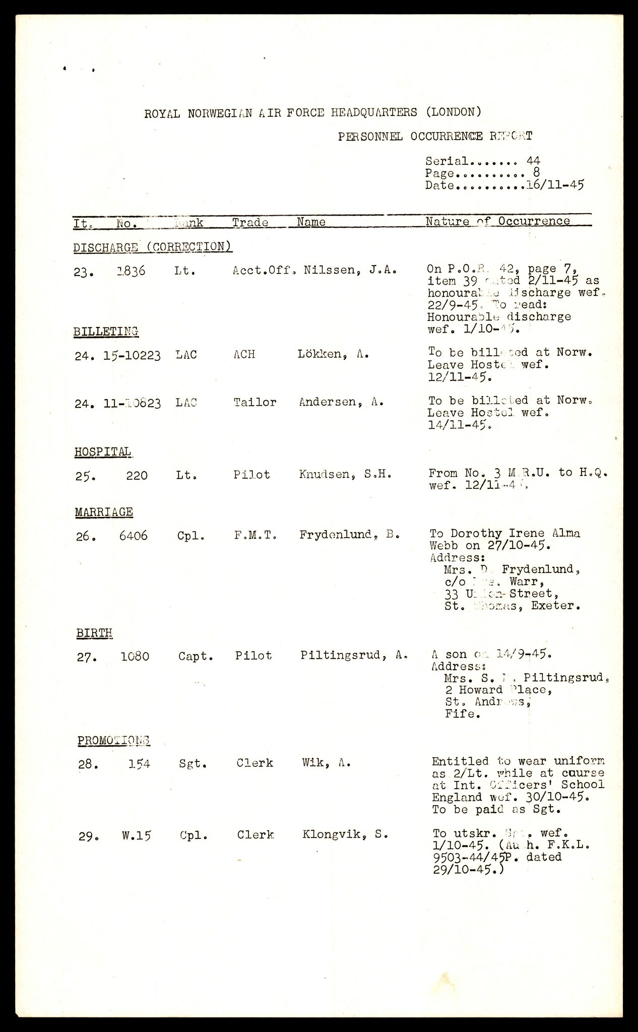 Forsvaret, Luftfartsrådet/Statens luftfartsstyre, AV/RA-RAFA-5942/F/L0042: Norges Luftfartstyre., 1941-1945, p. 1206