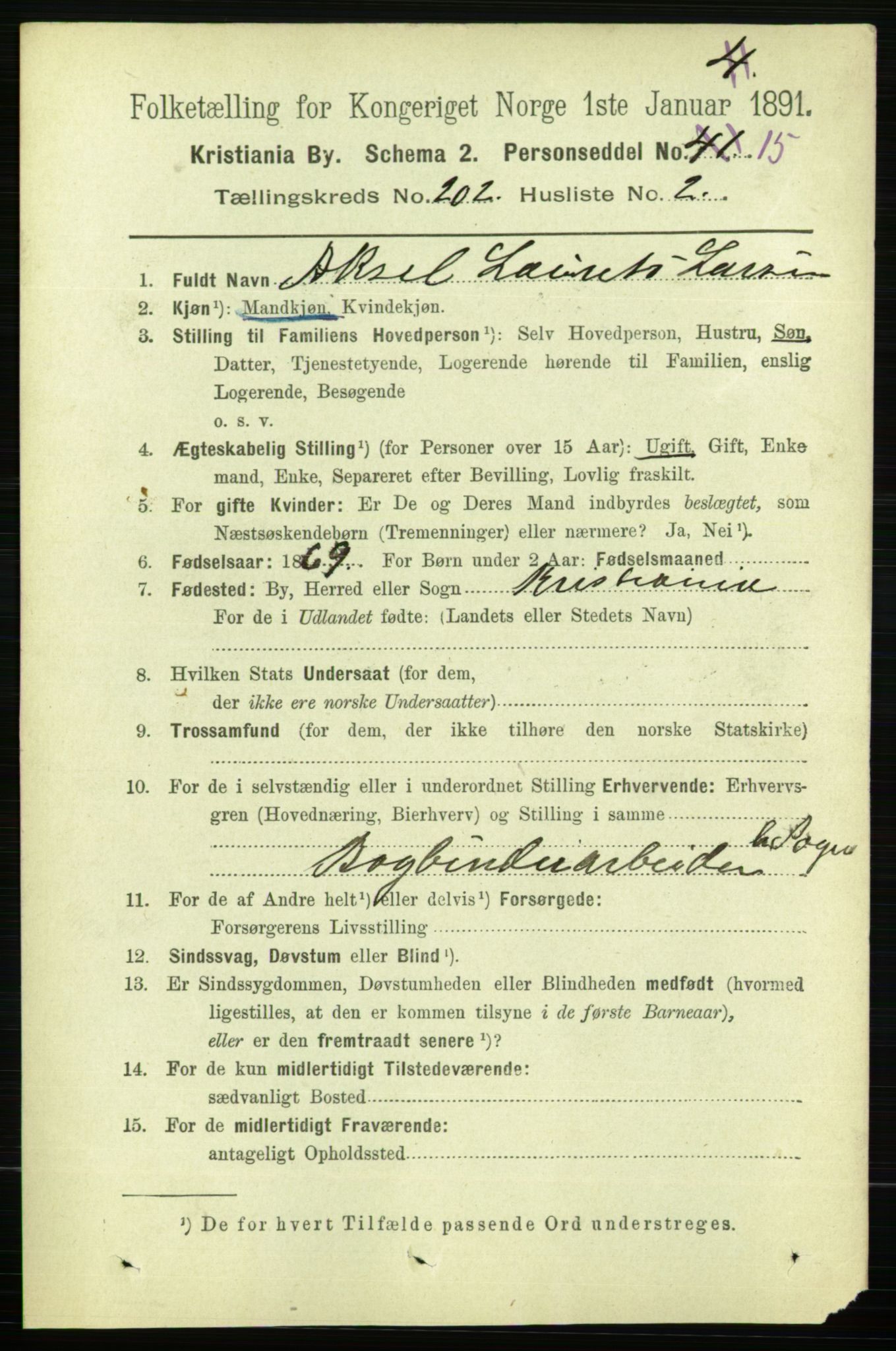 RA, 1891 census for 0301 Kristiania, 1891, p. 121561