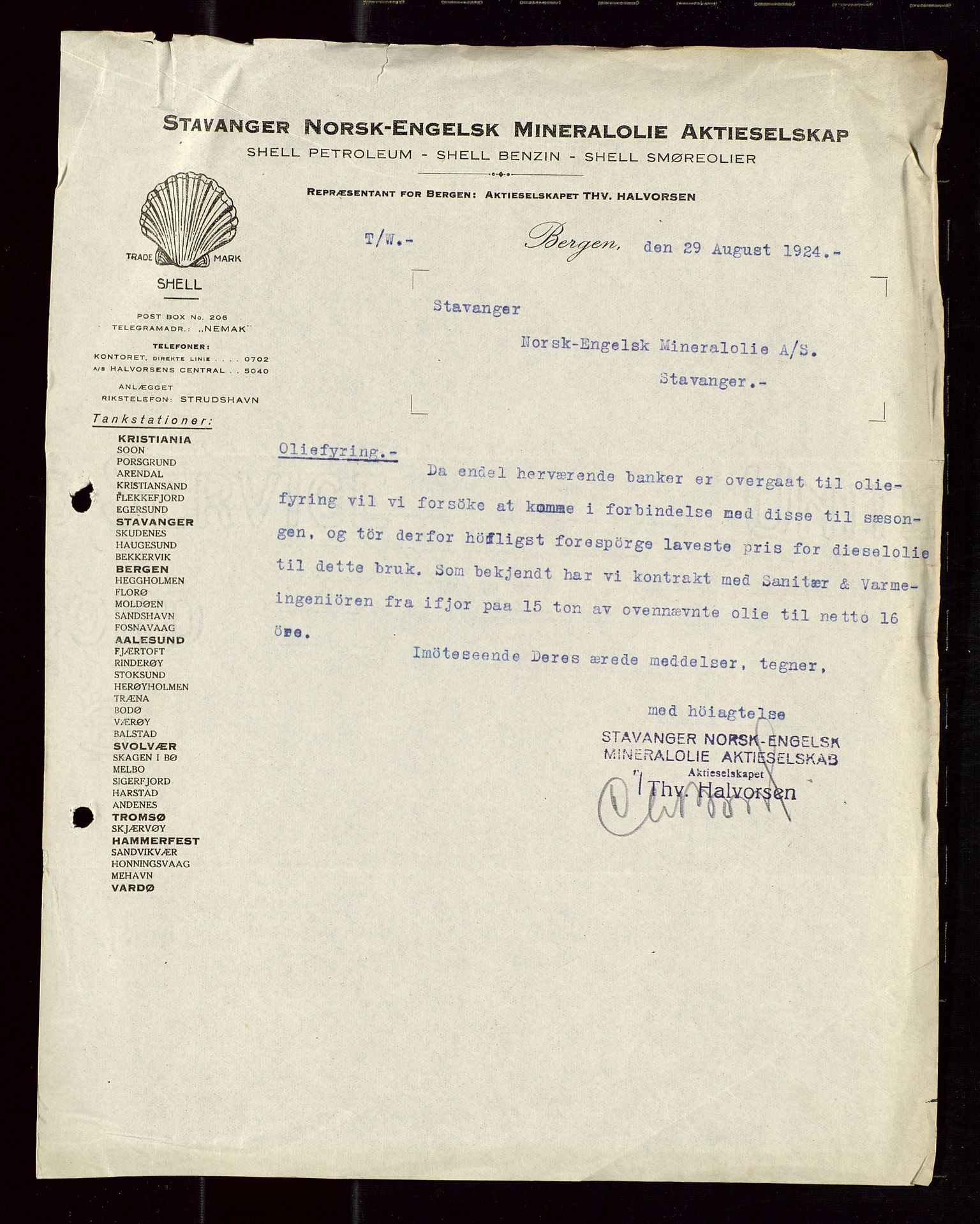 Pa 1521 - A/S Norske Shell, SAST/A-101915/E/Ea/Eaa/L0013: Sjefskorrespondanse, 1924, p. 231