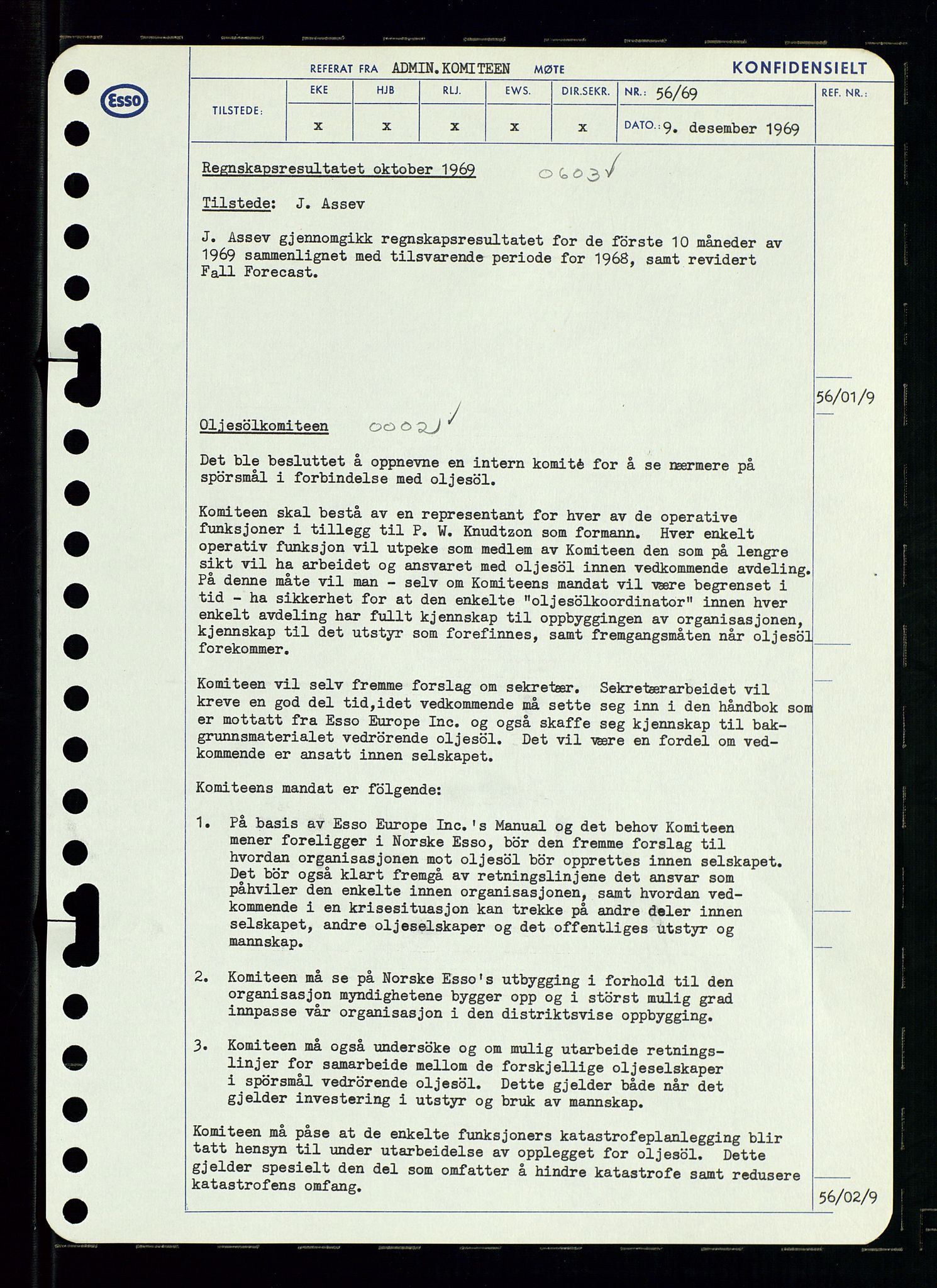 Pa 0982 - Esso Norge A/S, AV/SAST-A-100448/A/Aa/L0003/0001: Den administrerende direksjon Board minutes (styrereferater) og Bedriftforsamlingsprotokoll / Den administrerende direksjon Board minutes (styrereferater), 1969, p. 126