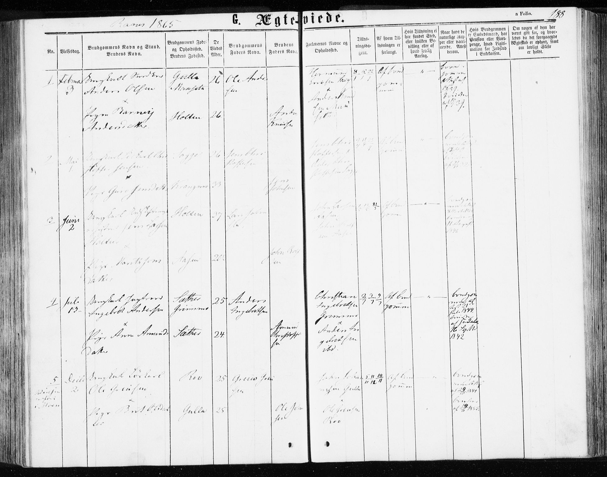 Ministerialprotokoller, klokkerbøker og fødselsregistre - Møre og Romsdal, AV/SAT-A-1454/595/L1045: Parish register (official) no. 595A07, 1863-1873, p. 188