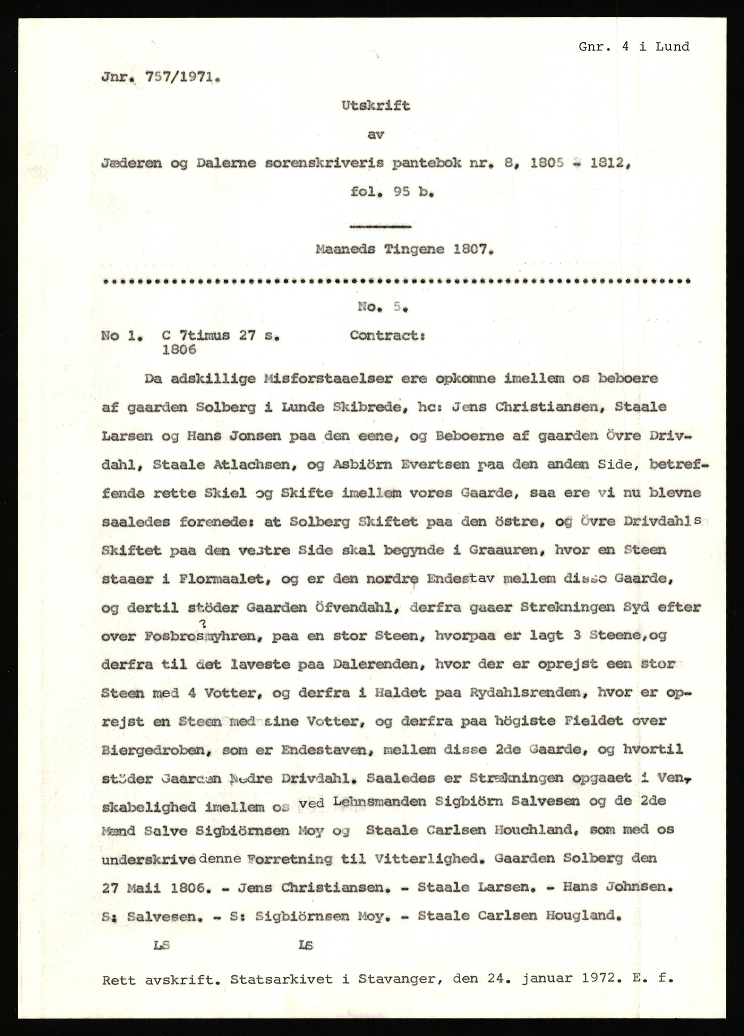 Statsarkivet i Stavanger, AV/SAST-A-101971/03/Y/Yj/L0014: Avskrifter sortert etter gårdsnanv: Dalve - Dyrland, 1750-1930, p. 606