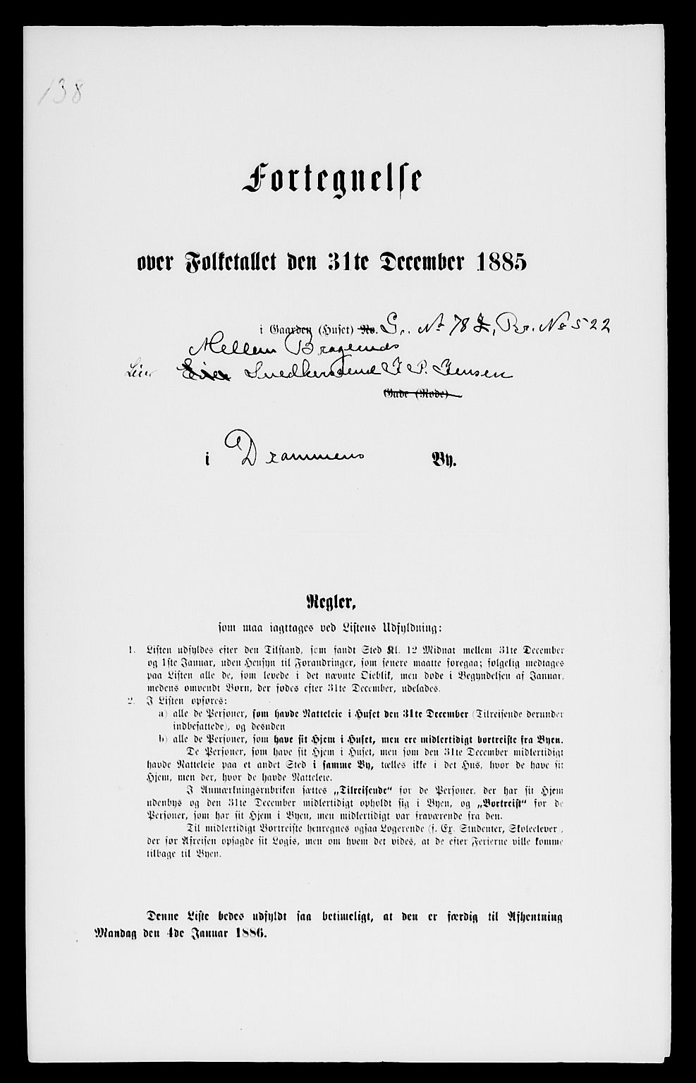 SAKO, 1885 census for 0602 Drammen, 1885, p. 2280