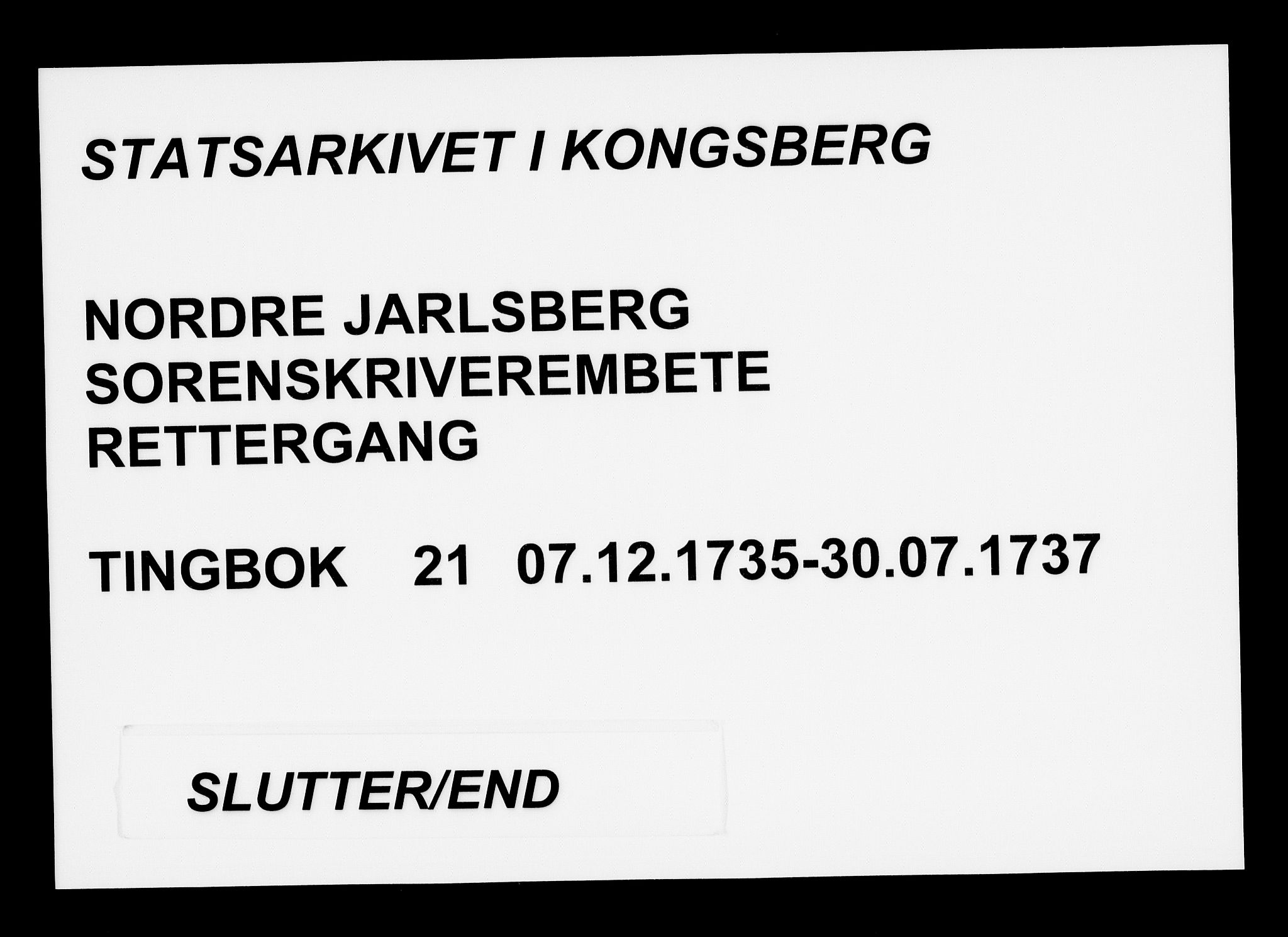 Nordre Jarlsberg sorenskriveri, AV/SAKO-A-80/F/Fa/Faa/L0021: Tingbok, 1735-1737