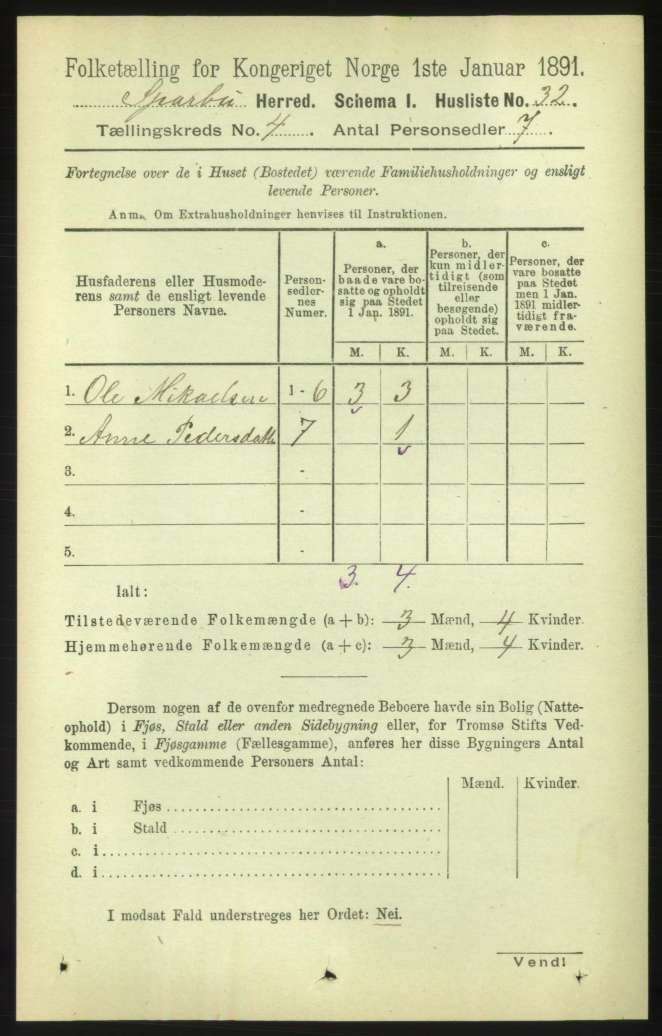 RA, 1891 census for 1731 Sparbu, 1891, p. 1353