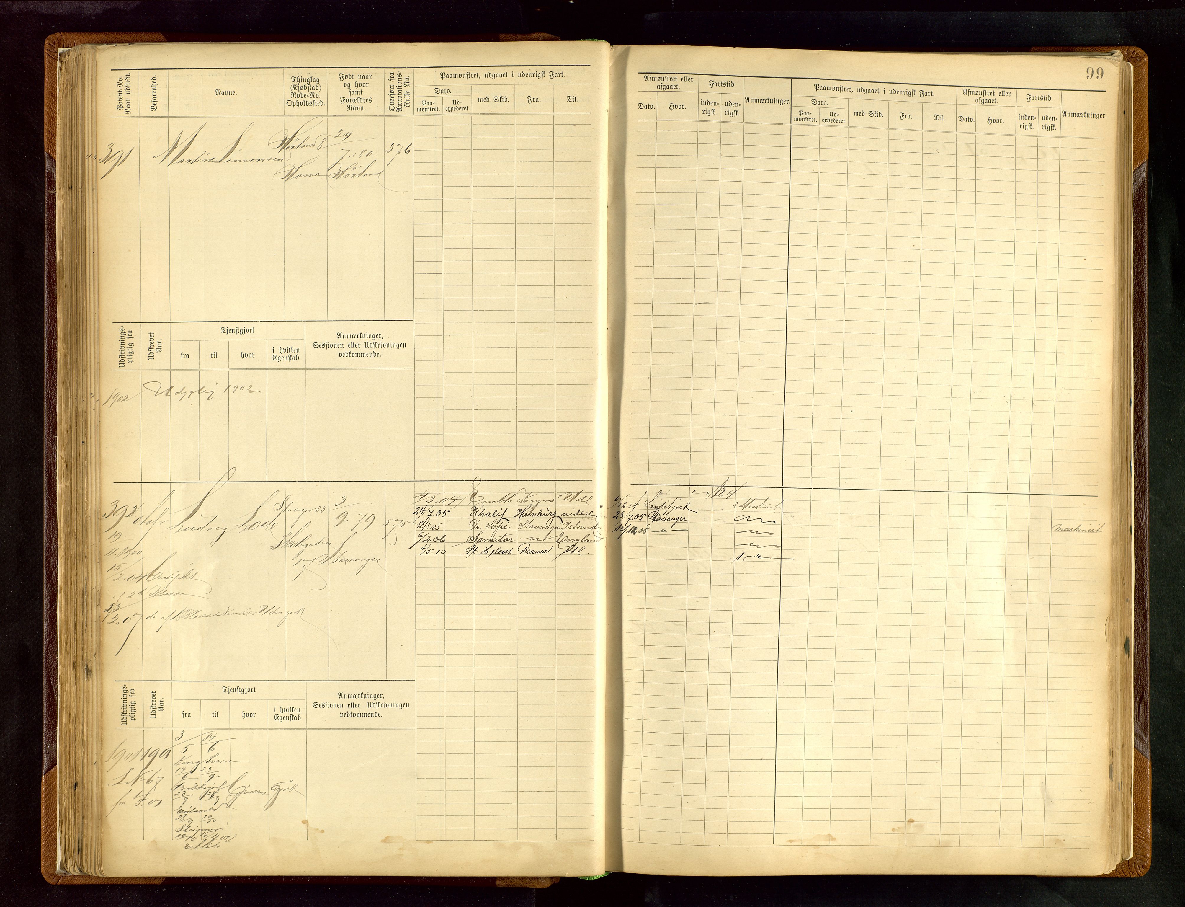 Stavanger sjømannskontor, AV/SAST-A-102006/F/Fe/L0005: Maskinist- og fyrbøterrulle, patentnr. 195-781 (dublett), 1894-1922, p. 103