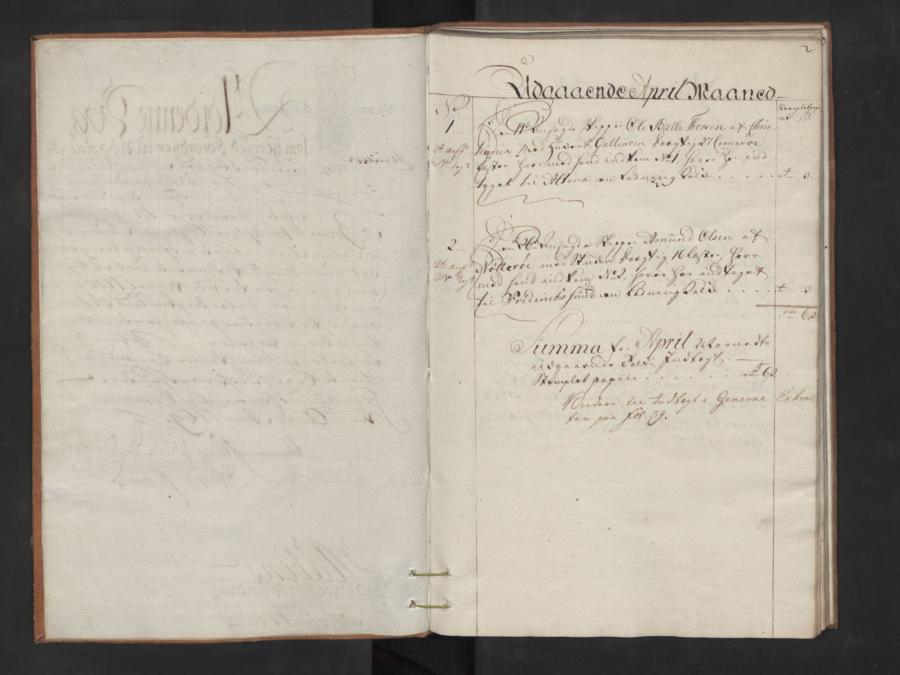 Generaltollkammeret, tollregnskaper, AV/RA-EA-5490/R06/L0100/0002: Tollregnskaper Kristiania / Utgående hovedtollbok Slependen, 1770