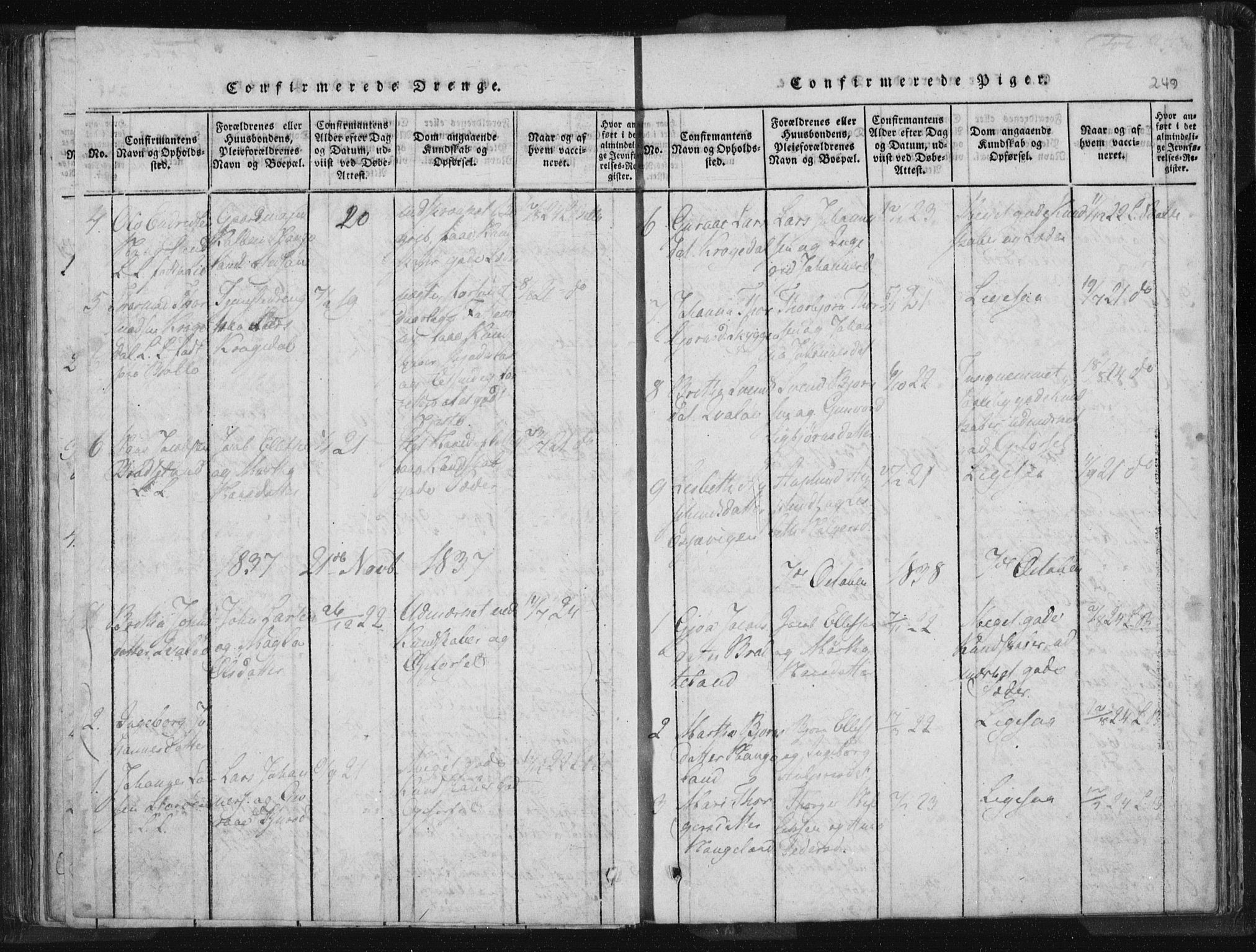 Vikedal sokneprestkontor, AV/SAST-A-101840/01/IV: Parish register (official) no. A 5, 1817-1850, p. 249