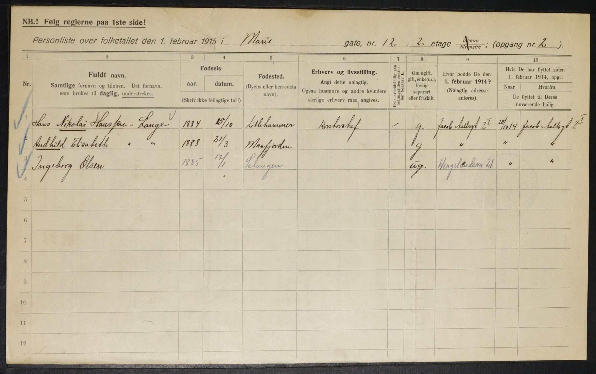 OBA, Municipal Census 1915 for Kristiania, 1915, p. 62323