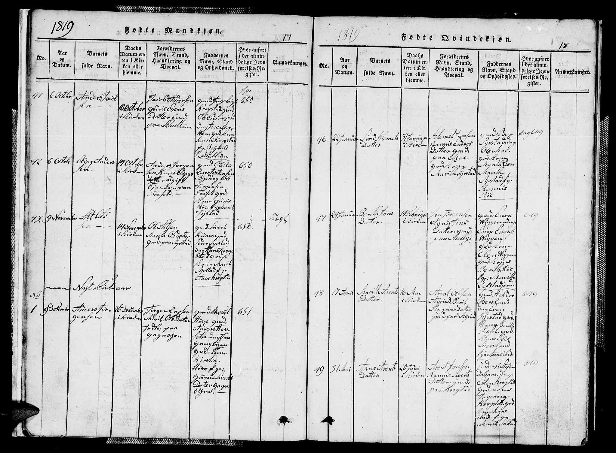 Ministerialprotokoller, klokkerbøker og fødselsregistre - Sør-Trøndelag, SAT/A-1456/667/L0796: Parish register (copy) no. 667C01, 1817-1836, p. 17-18