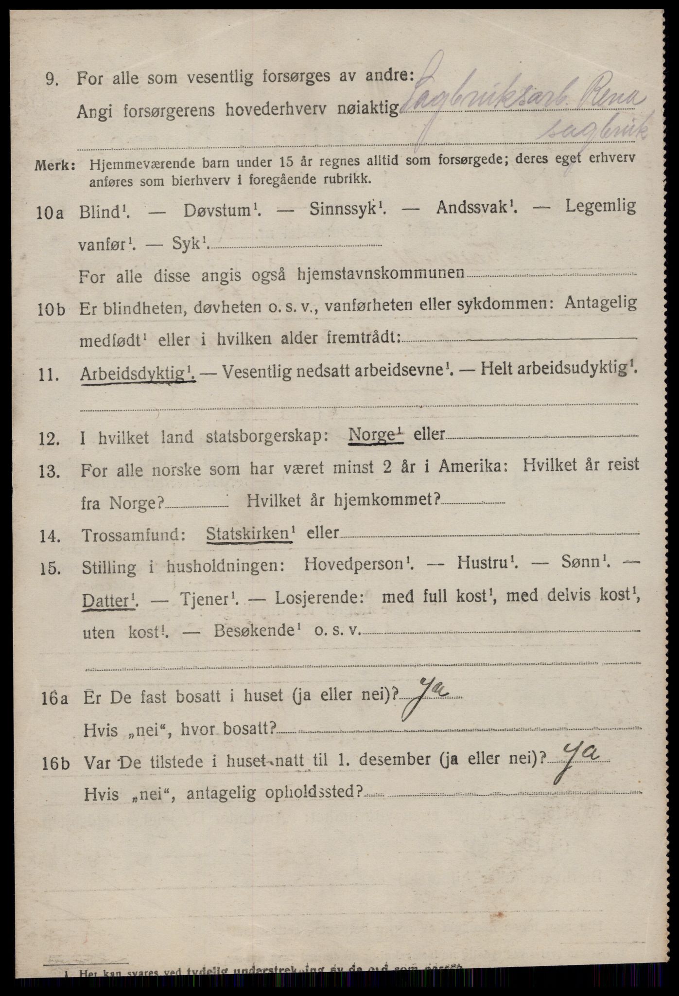 SAT, 1920 census for Tingvoll, 1920, p. 5713