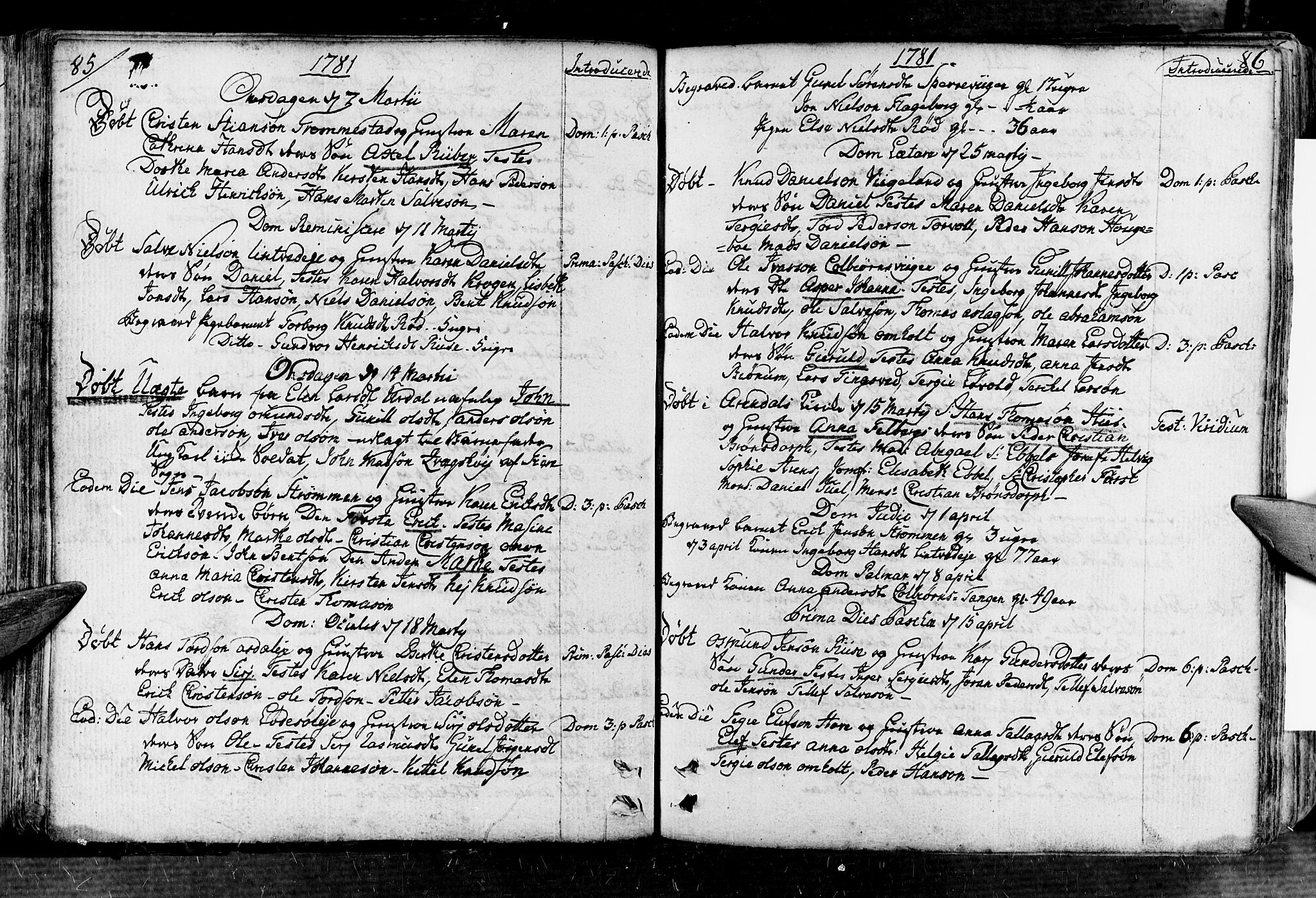 Øyestad sokneprestkontor, AV/SAK-1111-0049/F/Fa/L0008: Parish register (official) no. A 8, 1777-1804, p. 85-86