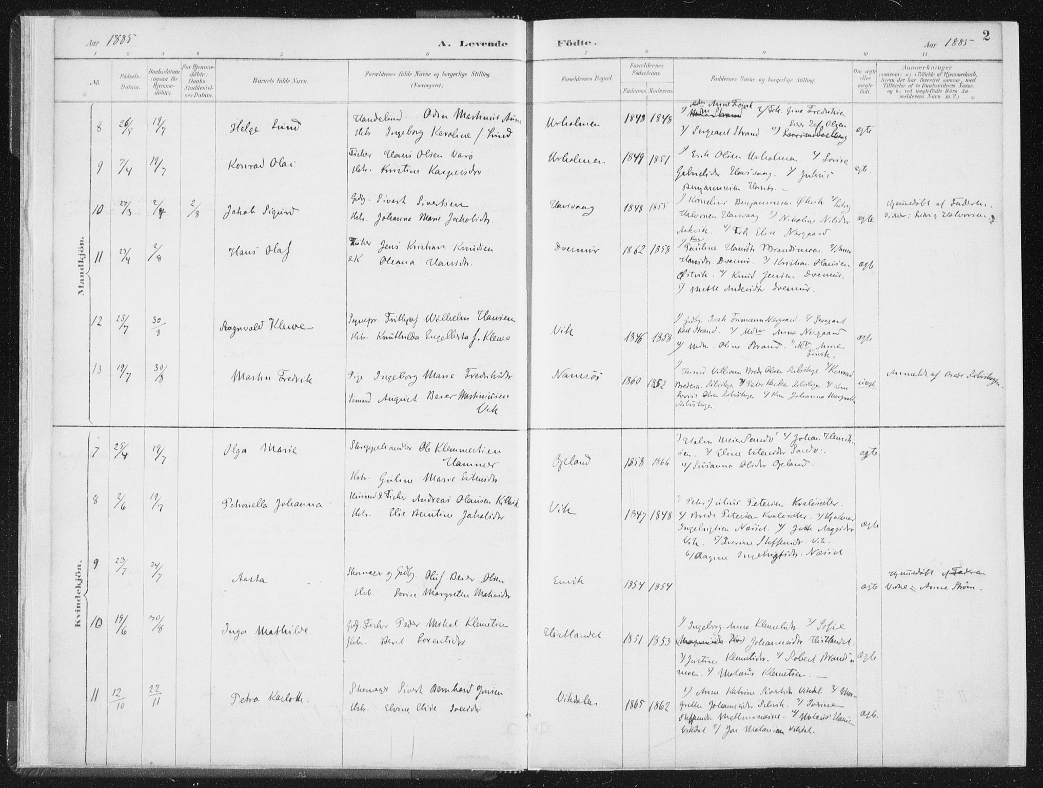 Ministerialprotokoller, klokkerbøker og fødselsregistre - Nord-Trøndelag, AV/SAT-A-1458/771/L0597: Parish register (official) no. 771A04, 1885-1910, p. 2