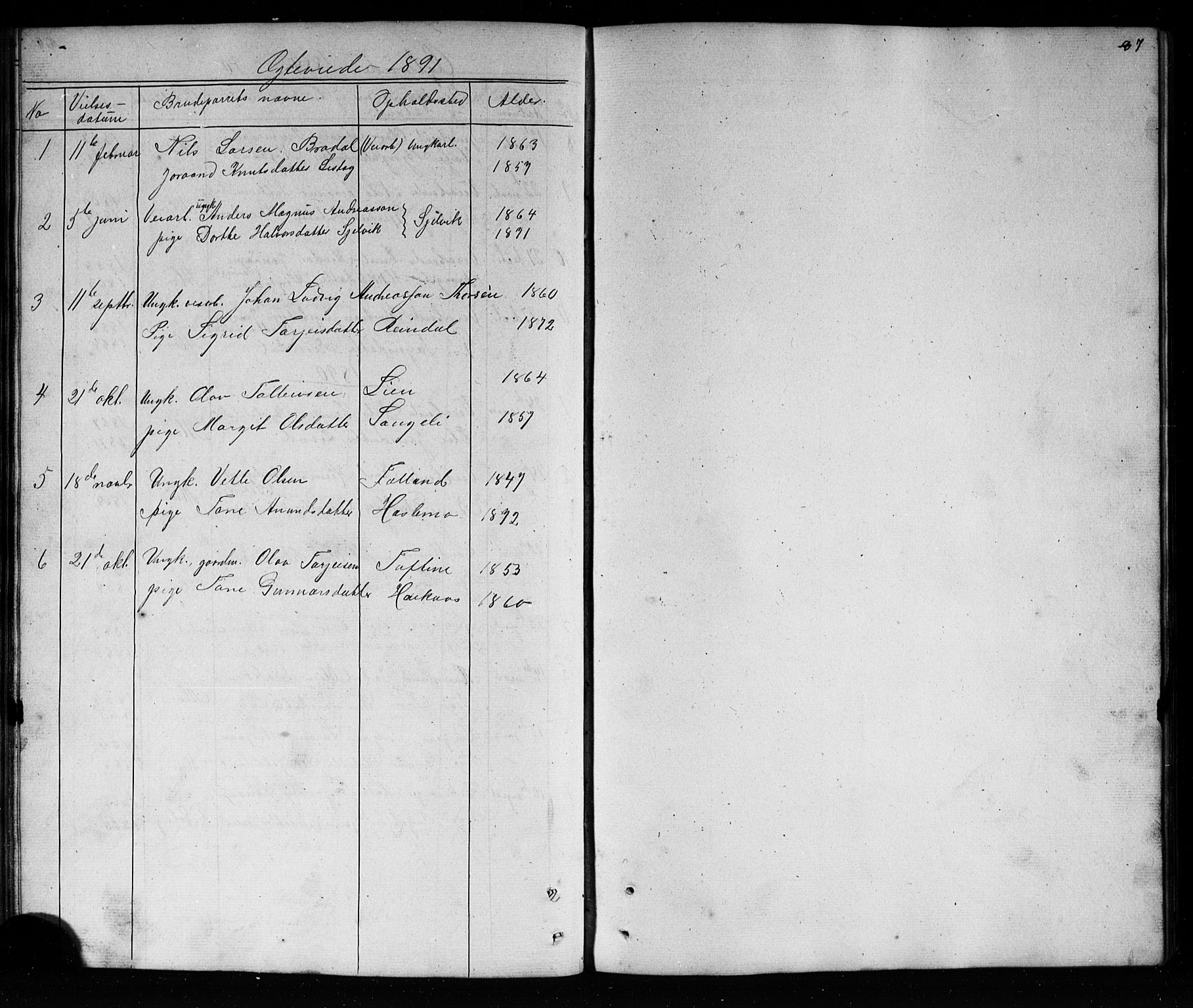Mo kirkebøker, SAKO/A-286/G/Ga/L0001: Parish register (copy) no. I 1, 1851-1891, p. 87