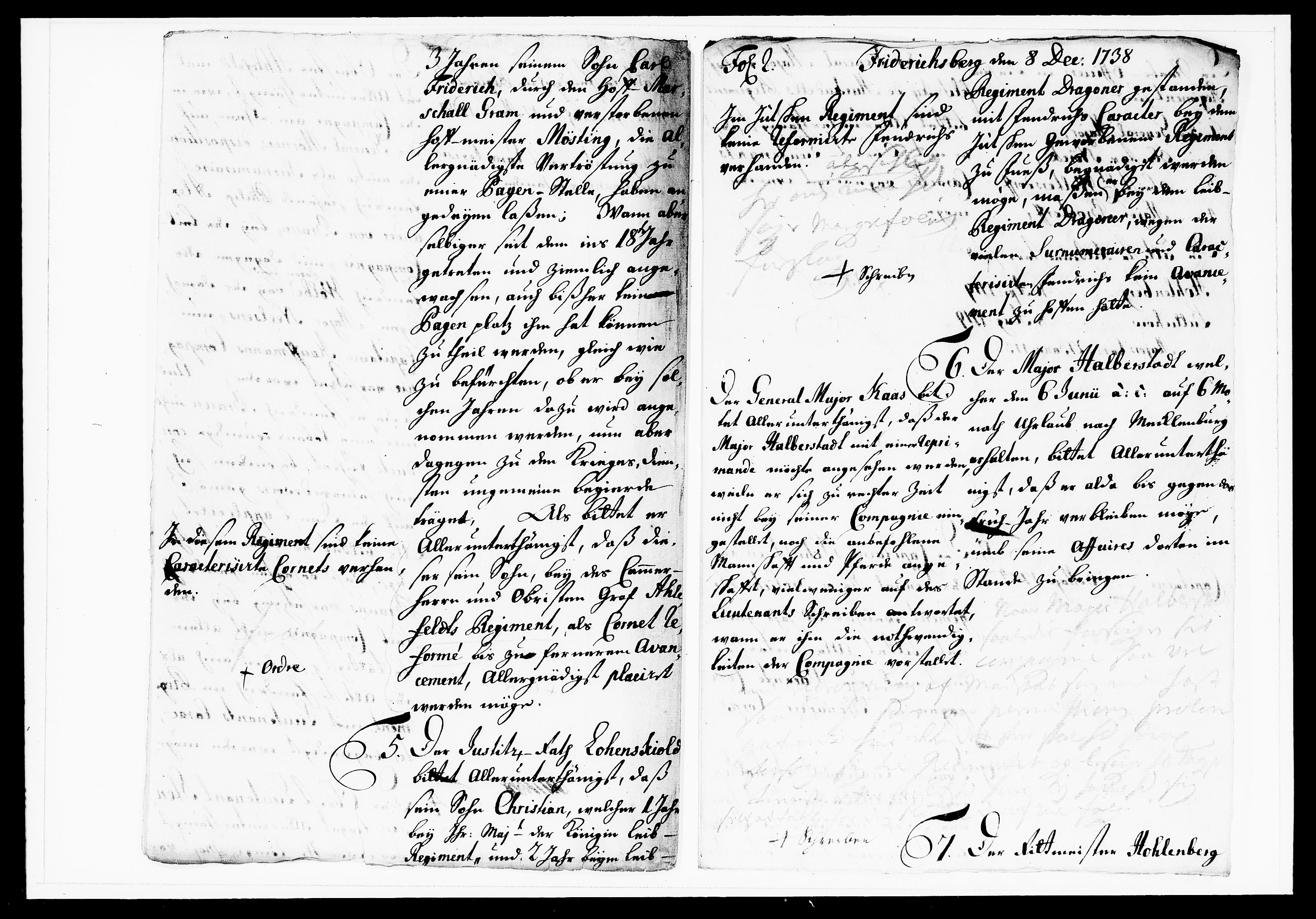 Krigskollegiet, Krigskancelliet, DRA/A-0006/-/1143-1150: Refererede sager, 1738, p. 542