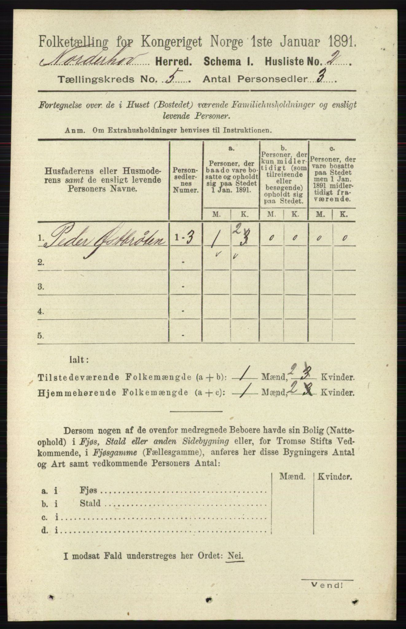 RA, 1891 census for 0613 Norderhov, 1891, p. 3442