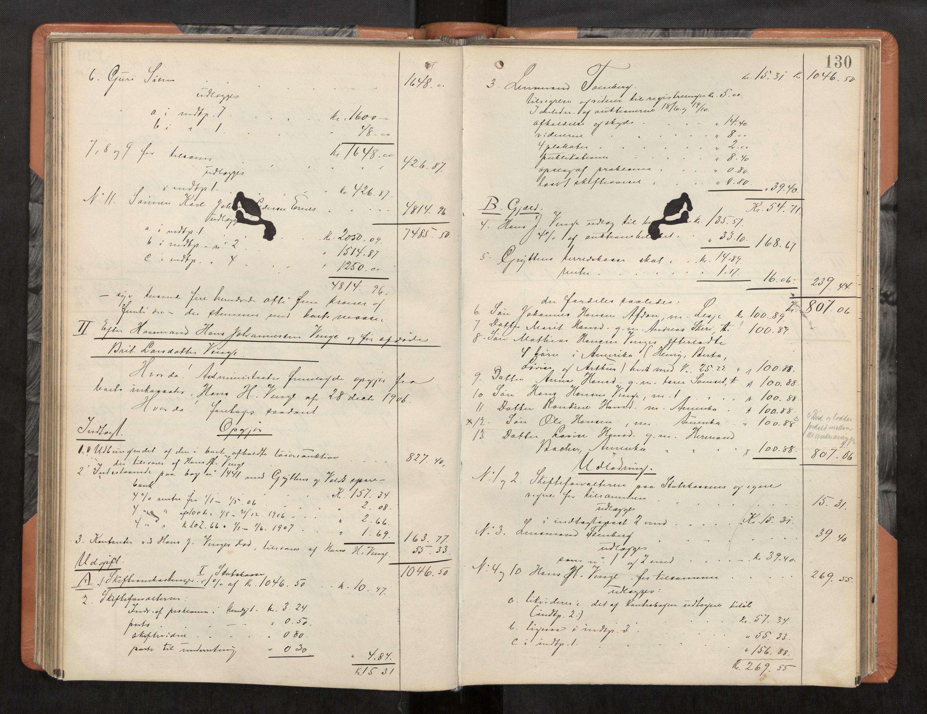 Romsdal sorenskriveri, AV/SAT-A-4149/1/3/3A/L0020: Skifteutlodnings Protokoll 6, 1905-1910, p. 130