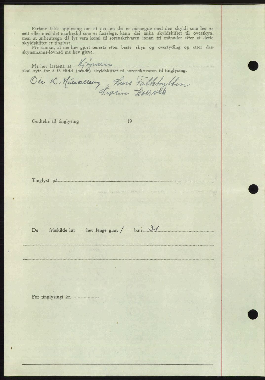 Romsdal sorenskriveri, AV/SAT-A-4149/1/2/2C: Mortgage book no. A24, 1947-1947, Diary no: : 2976/1947