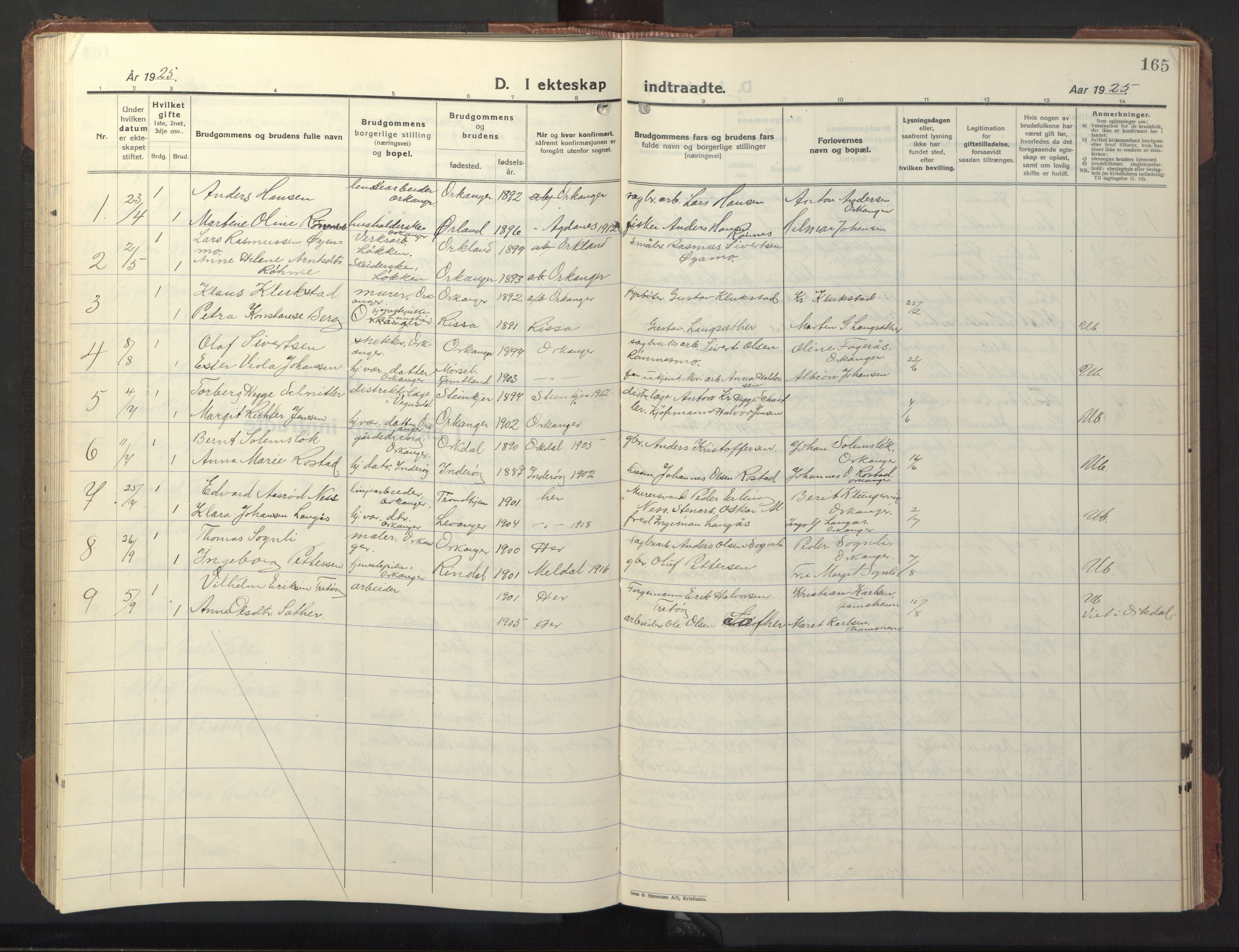 Ministerialprotokoller, klokkerbøker og fødselsregistre - Sør-Trøndelag, SAT/A-1456/669/L0832: Parish register (copy) no. 669C02, 1925-1953, p. 165
