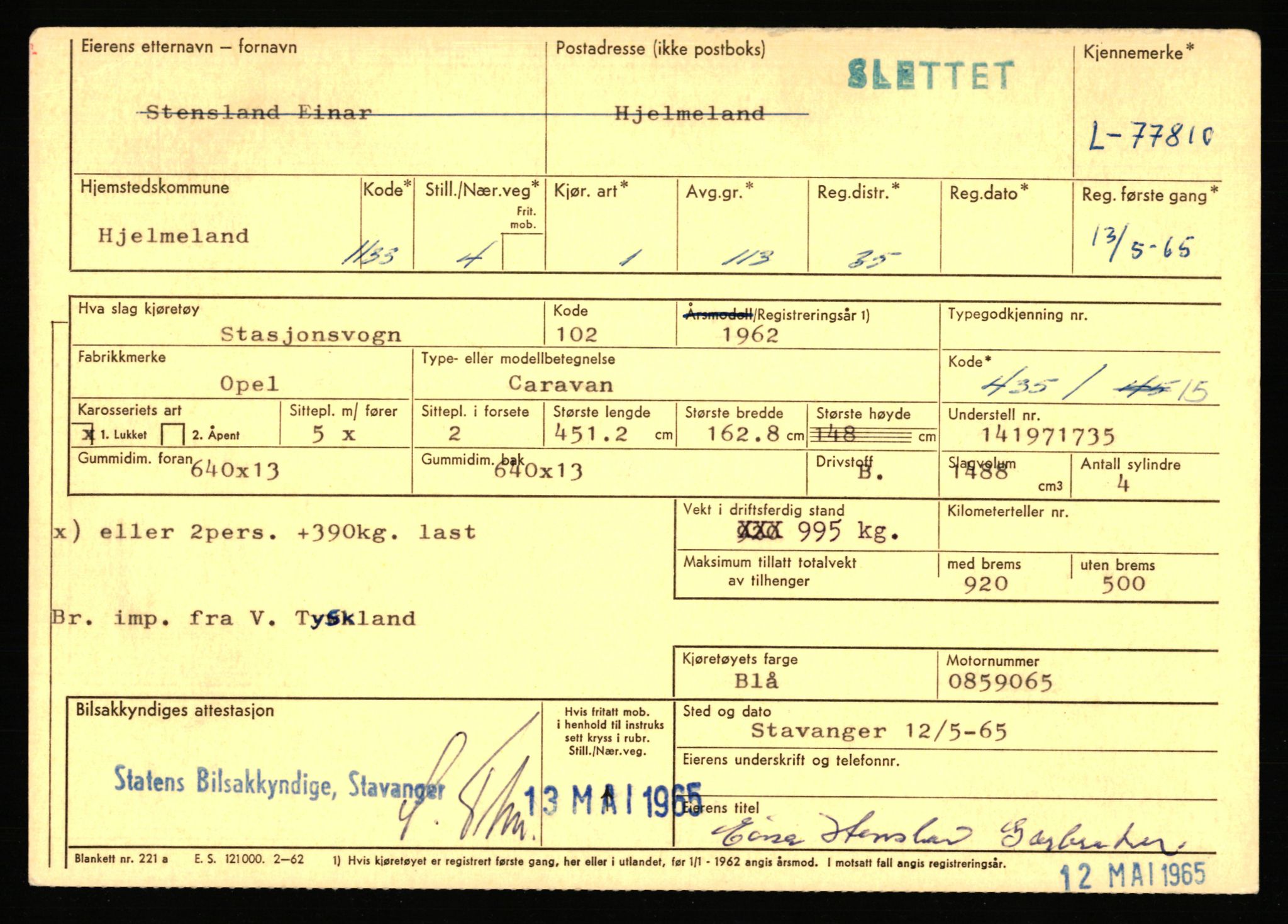 Stavanger trafikkstasjon, AV/SAST-A-101942/0/F/L0069: L-76801 - L-78797, 1930-1971, p. 1109