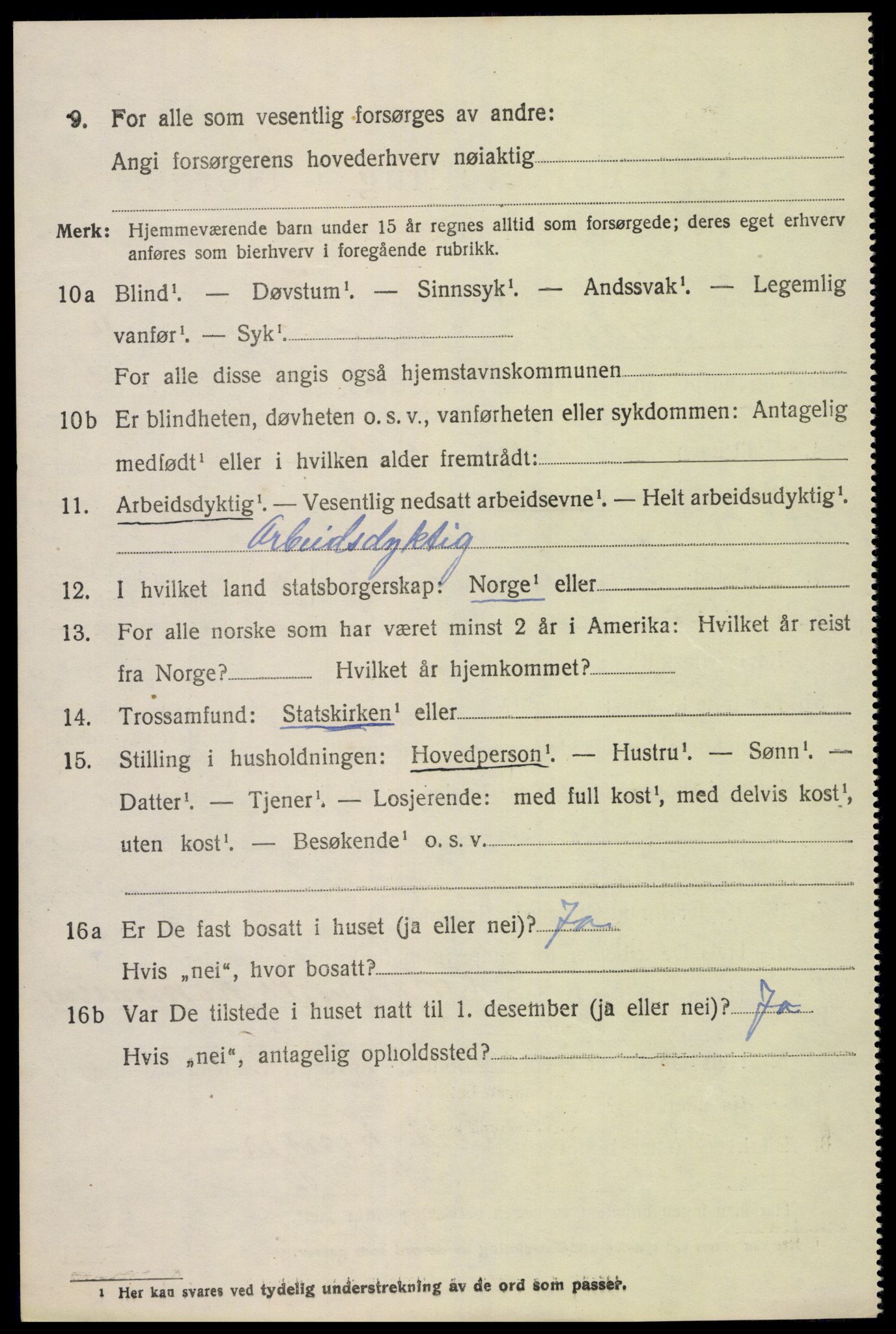 SAK, 1920 census for Oddernes, 1920, p. 9634