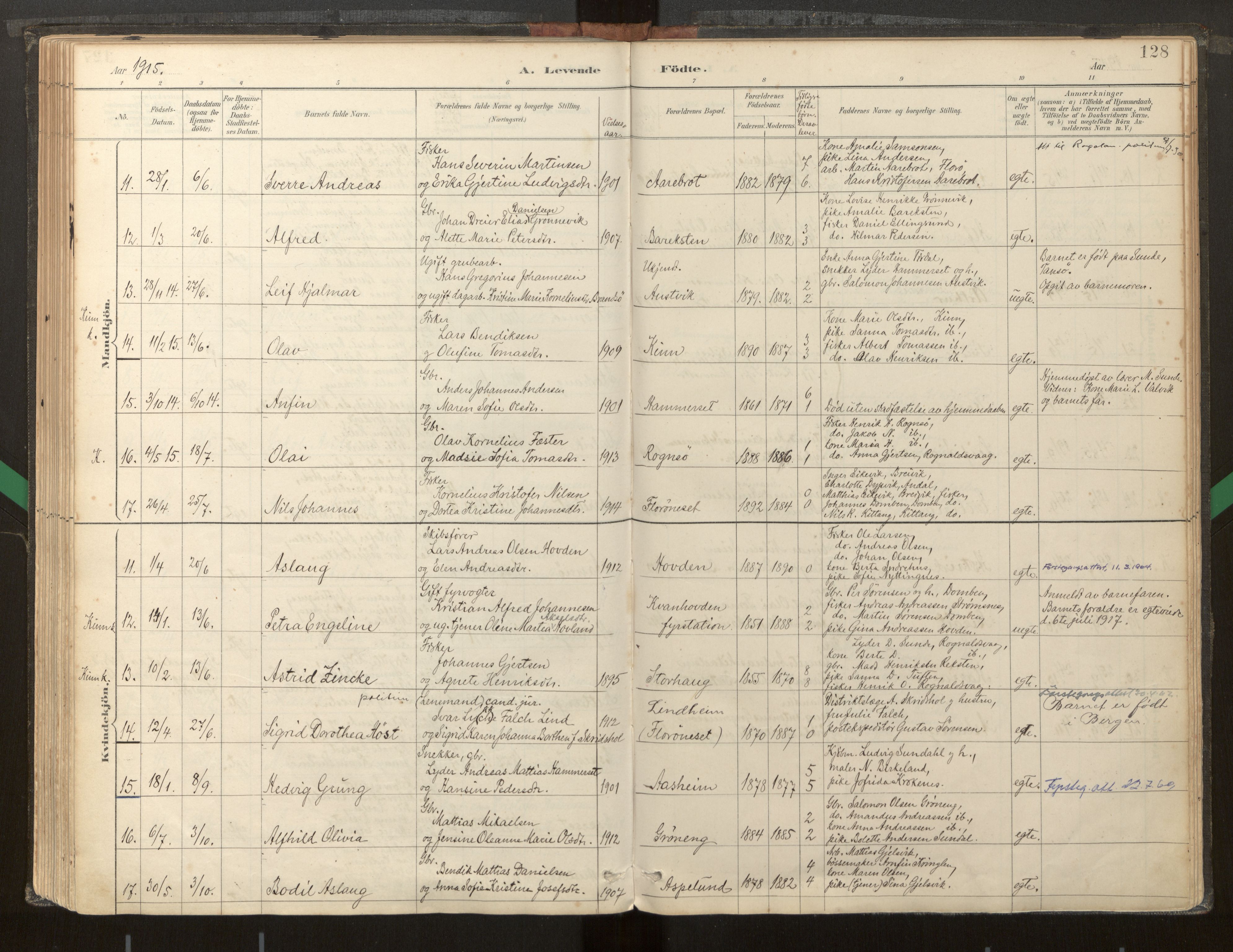 Kinn sokneprestembete, AV/SAB-A-80801/H/Haa/Haab/L0001: Parish register (official) no. B 1, 1886-1921, p. 128