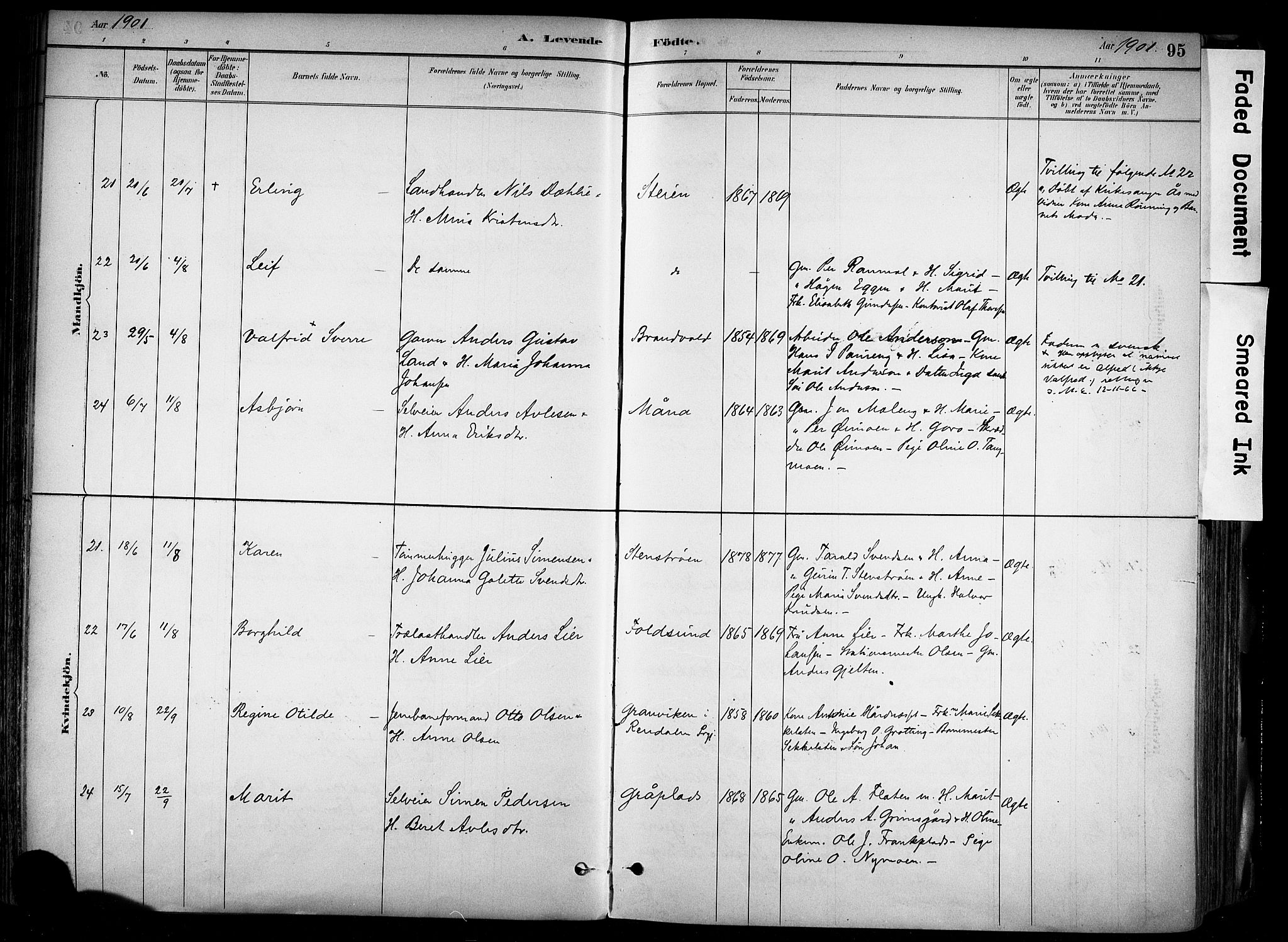 Alvdal prestekontor, AV/SAH-PREST-060/H/Ha/Haa/L0002: Parish register (official) no. 2, 1883-1906, p. 95