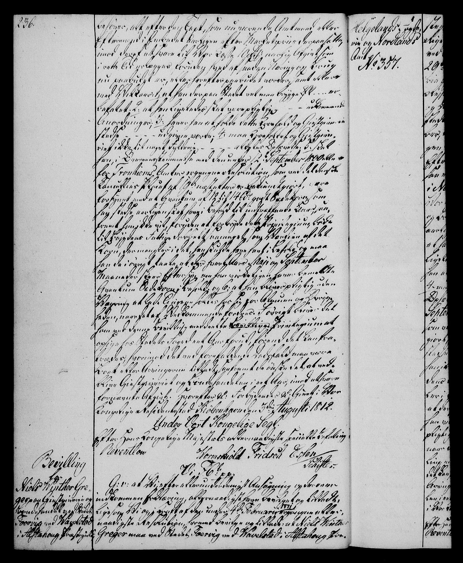 Rentekammeret, Kammerkanselliet, AV/RA-EA-3111/G/Gg/Gga/L0020: Norsk ekspedisjonsprotokoll med register (merket RK 53.20), 1811-1814, p. 236