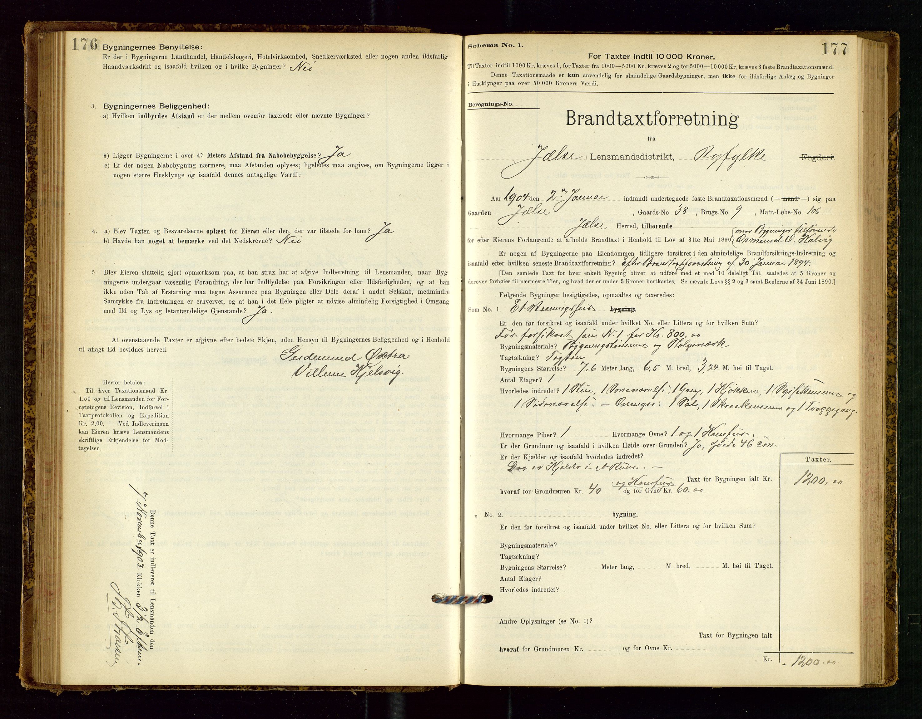 Jelsa lensmannskontor, SAST/A-100360/Gob/L0001: "Brandtaxationsprotocol", 1895-1918, p. 176-177