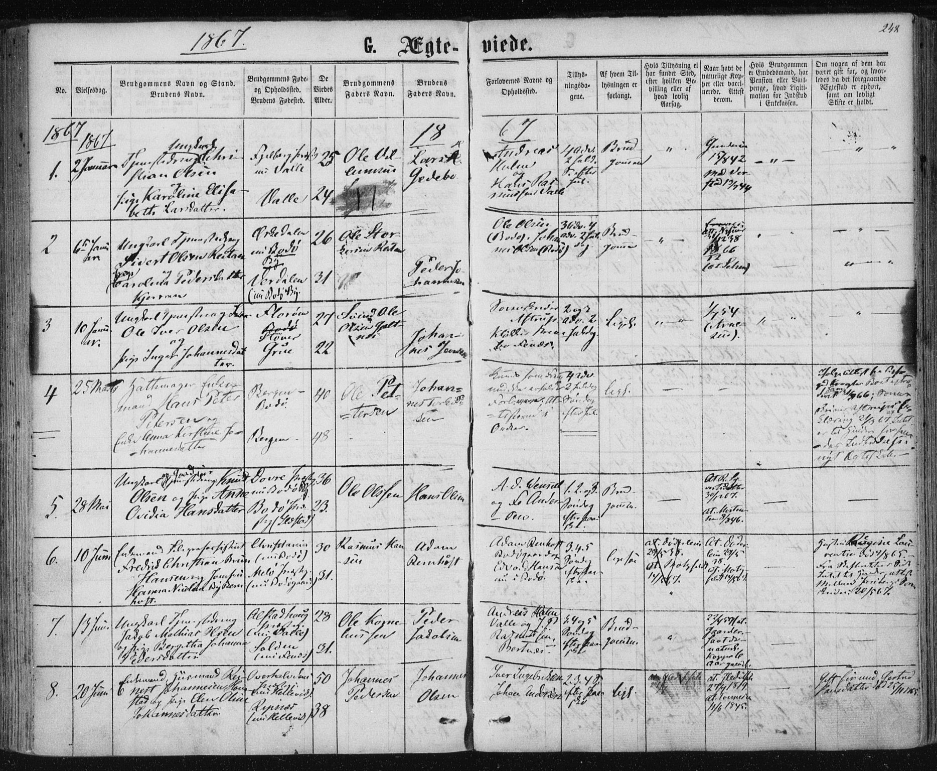 Ministerialprotokoller, klokkerbøker og fødselsregistre - Nordland, SAT/A-1459/801/L0008: Parish register (official) no. 801A08, 1864-1875, p. 248