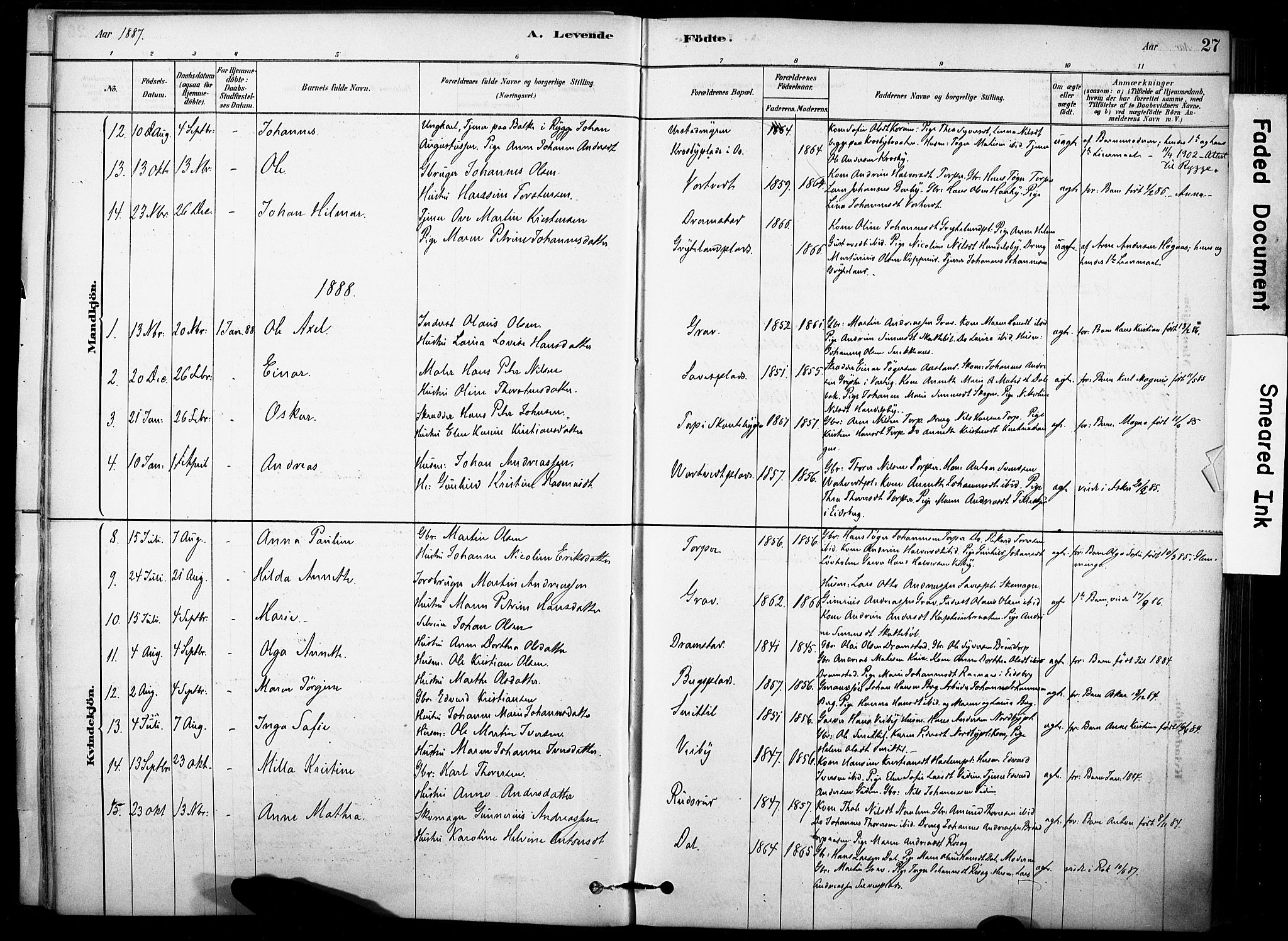 Rakkestad prestekontor Kirkebøker, AV/SAO-A-2008/F/Fc/L0001: Parish register (official) no. III 1, 1878-1905, p. 27